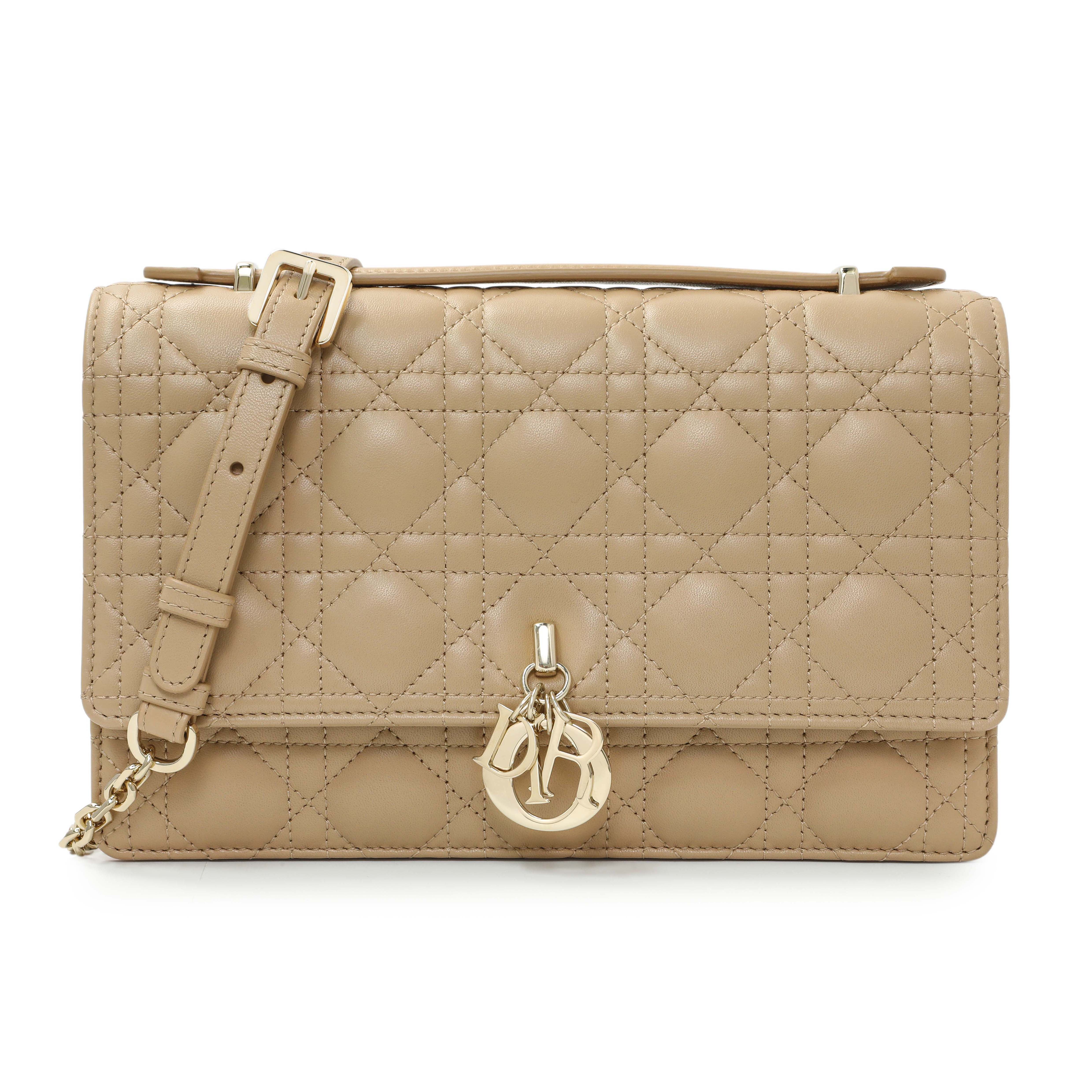 Christian Dior Biscuit Cannage Lambskin My Dior Top Handle Bag