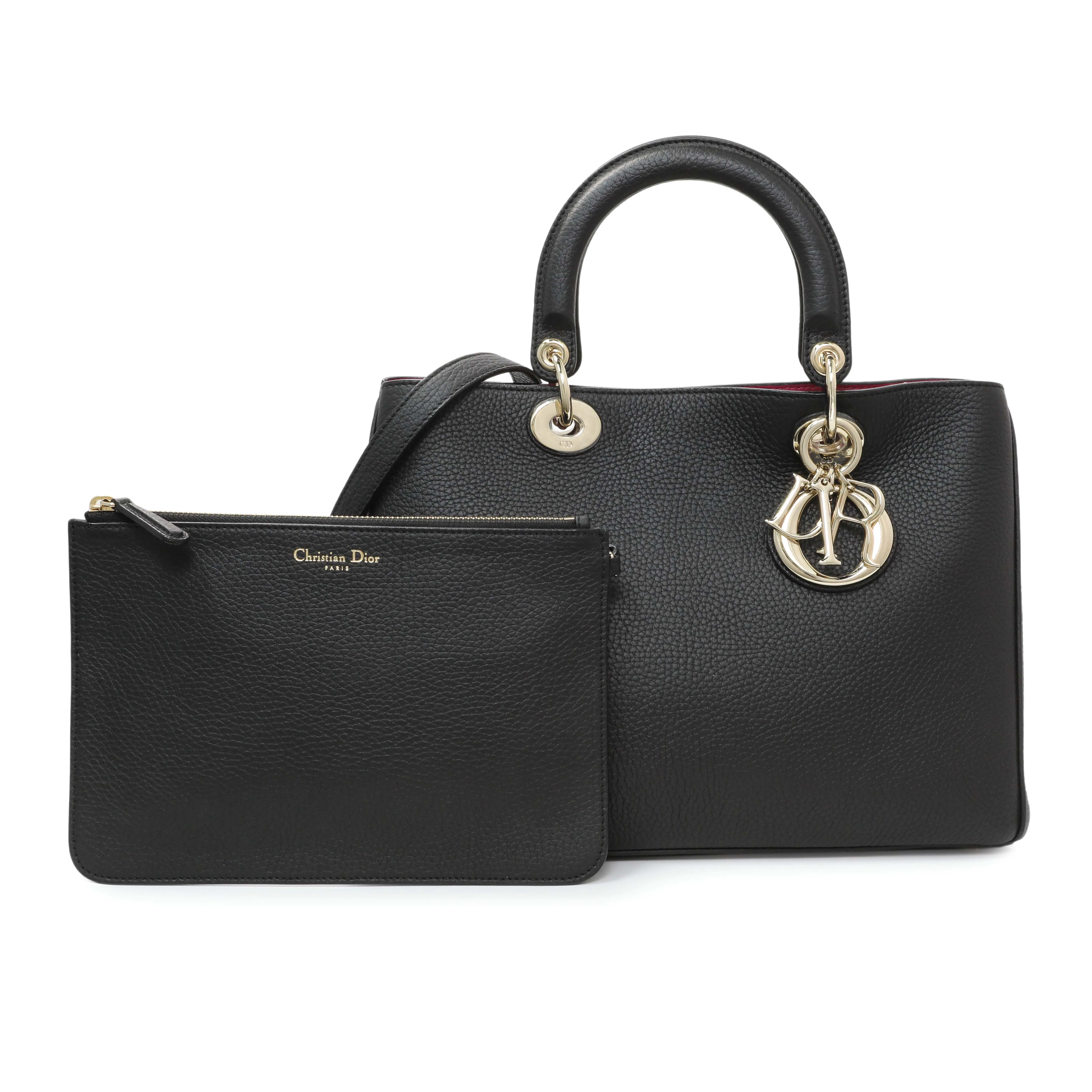 Christian Dior Black Bullcalf Medium Diorissimo Tote