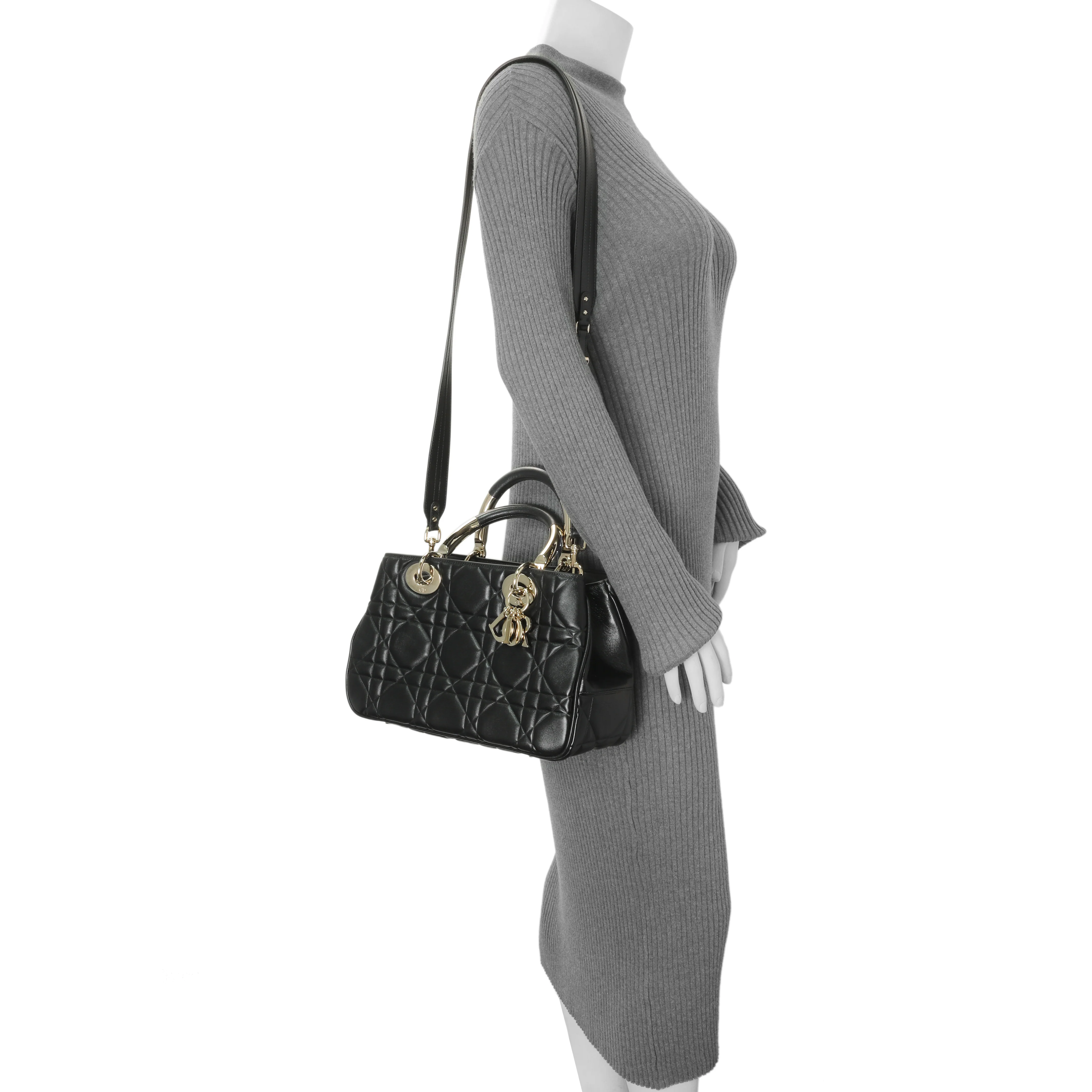 Christian Dior Black Calfskin Cannage Medium The Lady 95.22 - Image 7