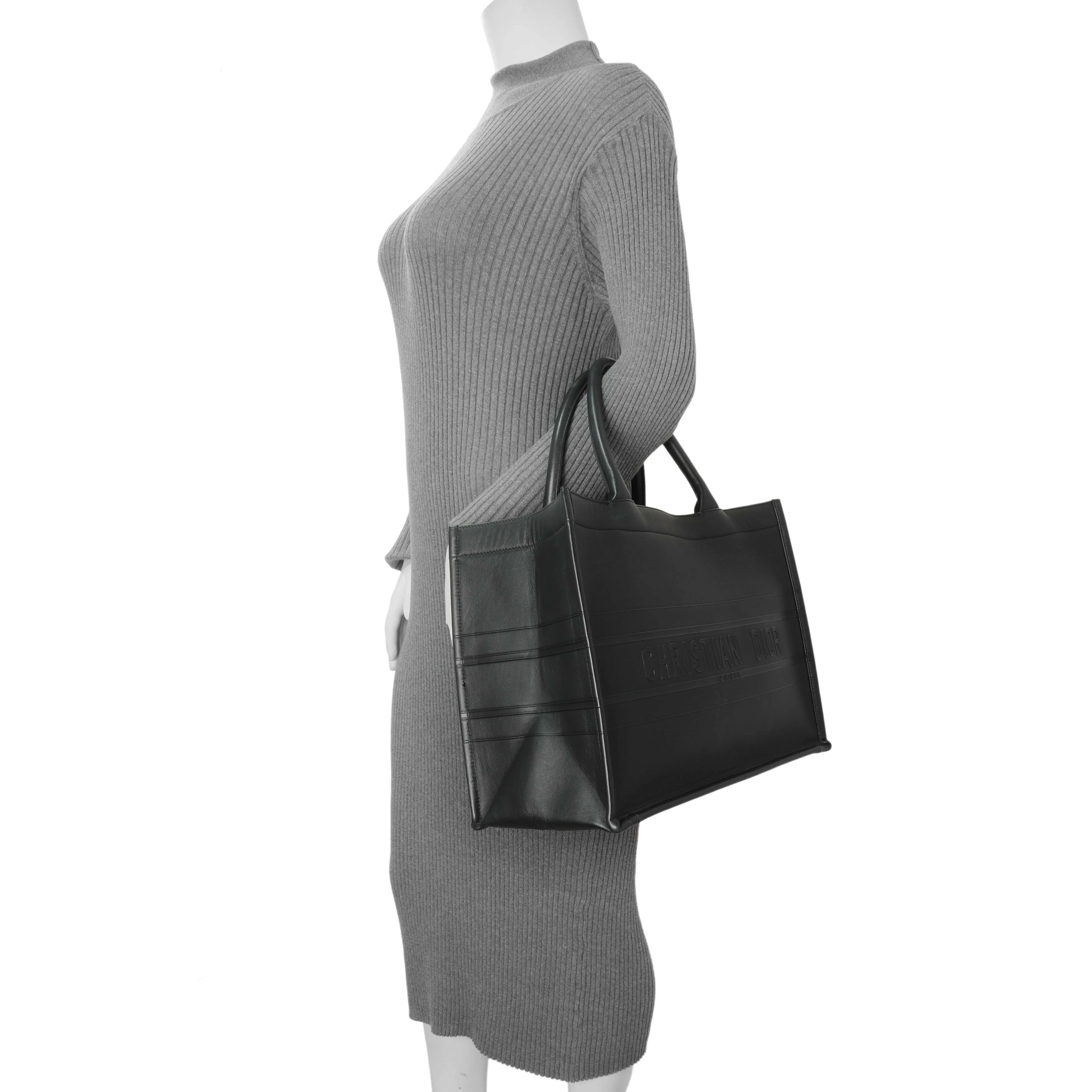 Christian Dior Black Calfskin Embossed Medium Book Tote - Image 13