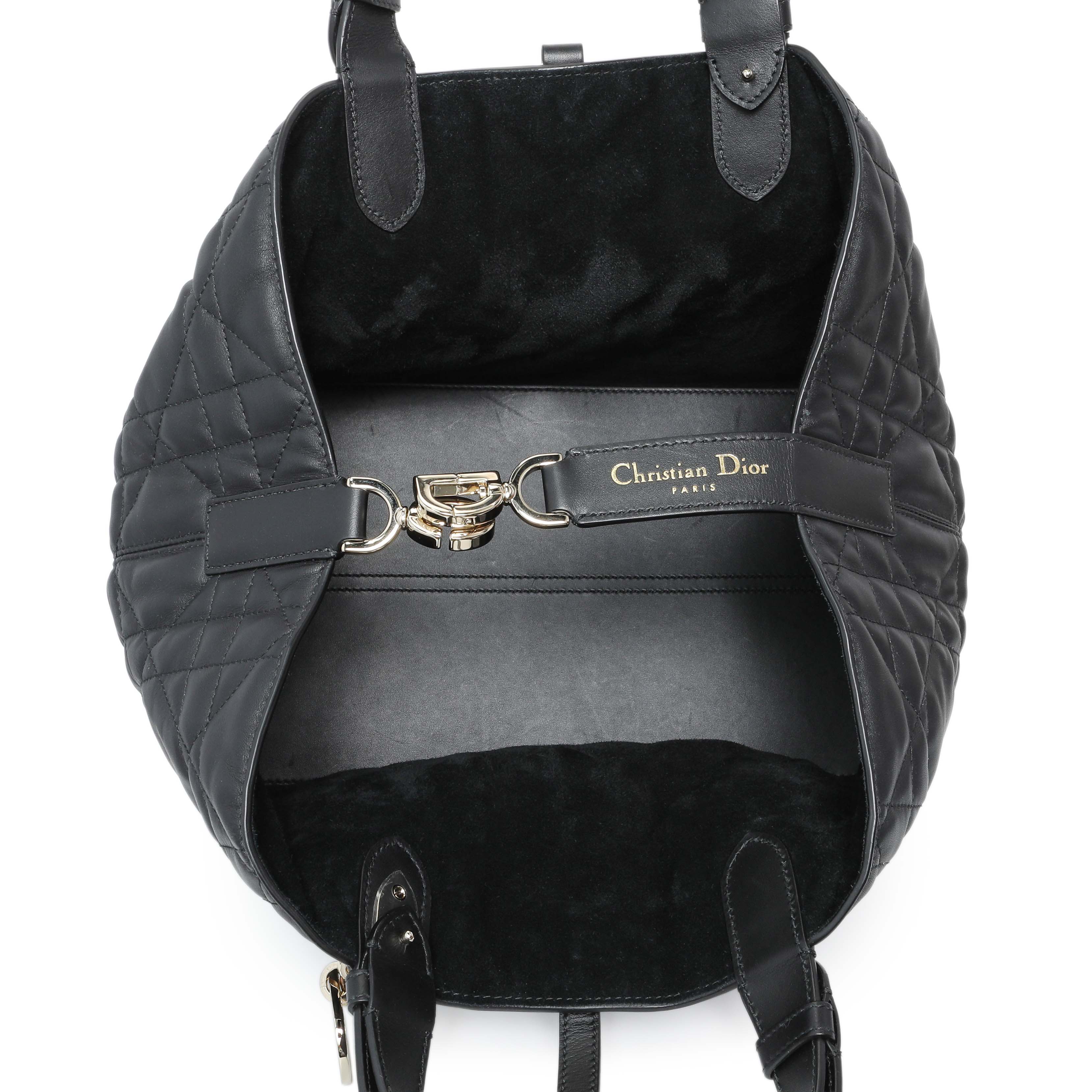 Christian Dior Black Calfskin Macrocannage Medium Toujours - Image 4