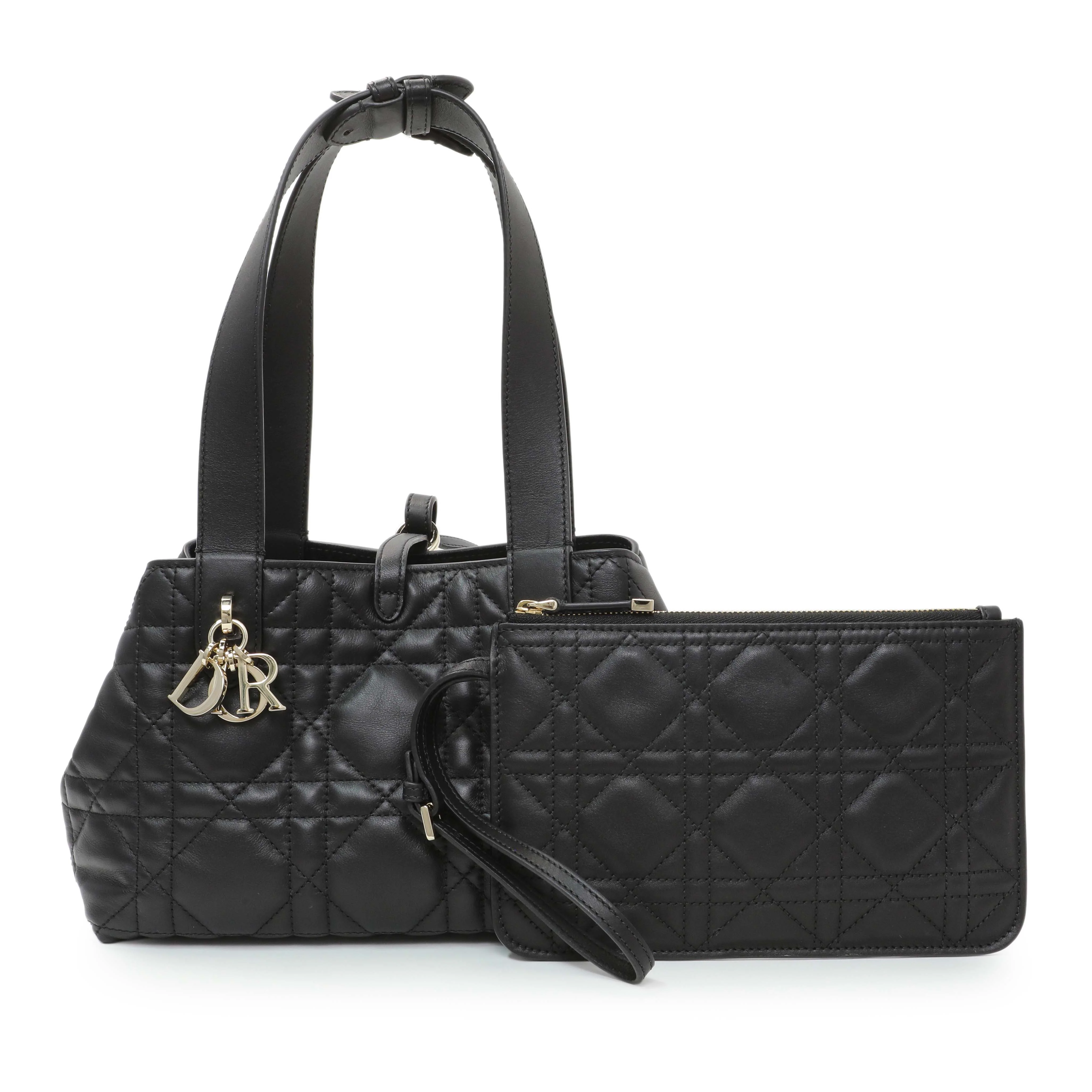 Christian Dior Black Calfskin Macrocannage Small Toujours