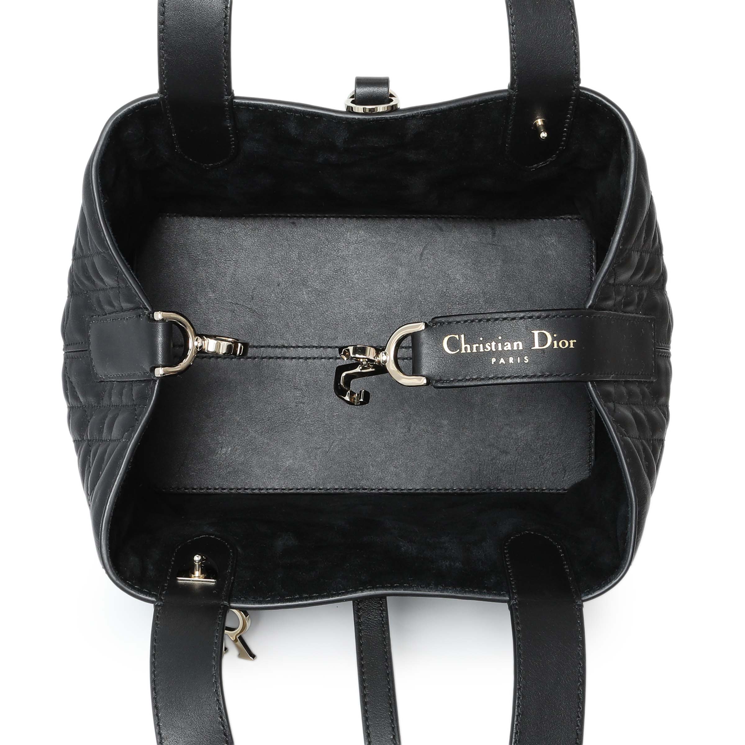 Christian Dior Black Calfskin Macrocannage Small Toujours - Image 4