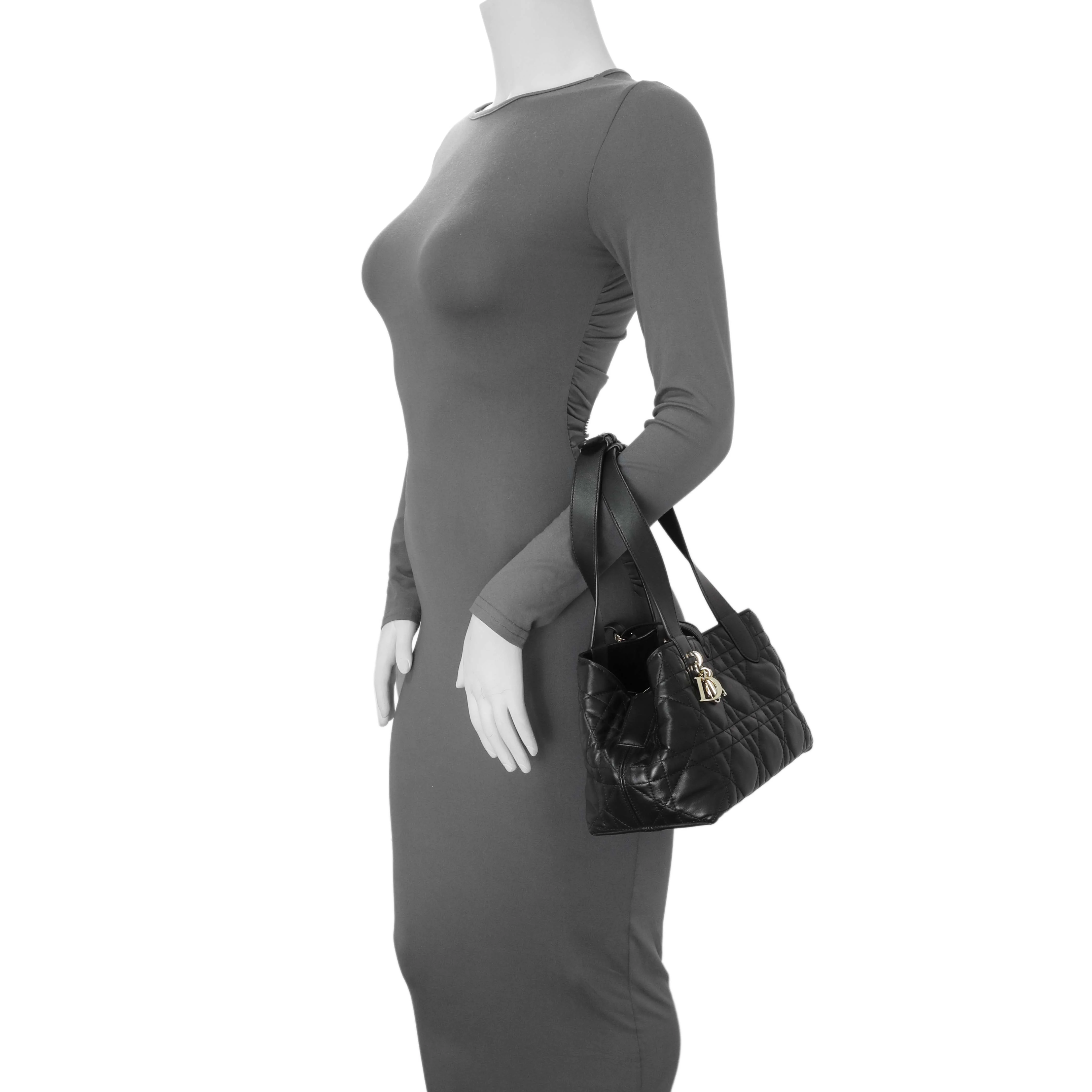 Christian Dior Black Calfskin Macrocannage Small Toujours - Image 7