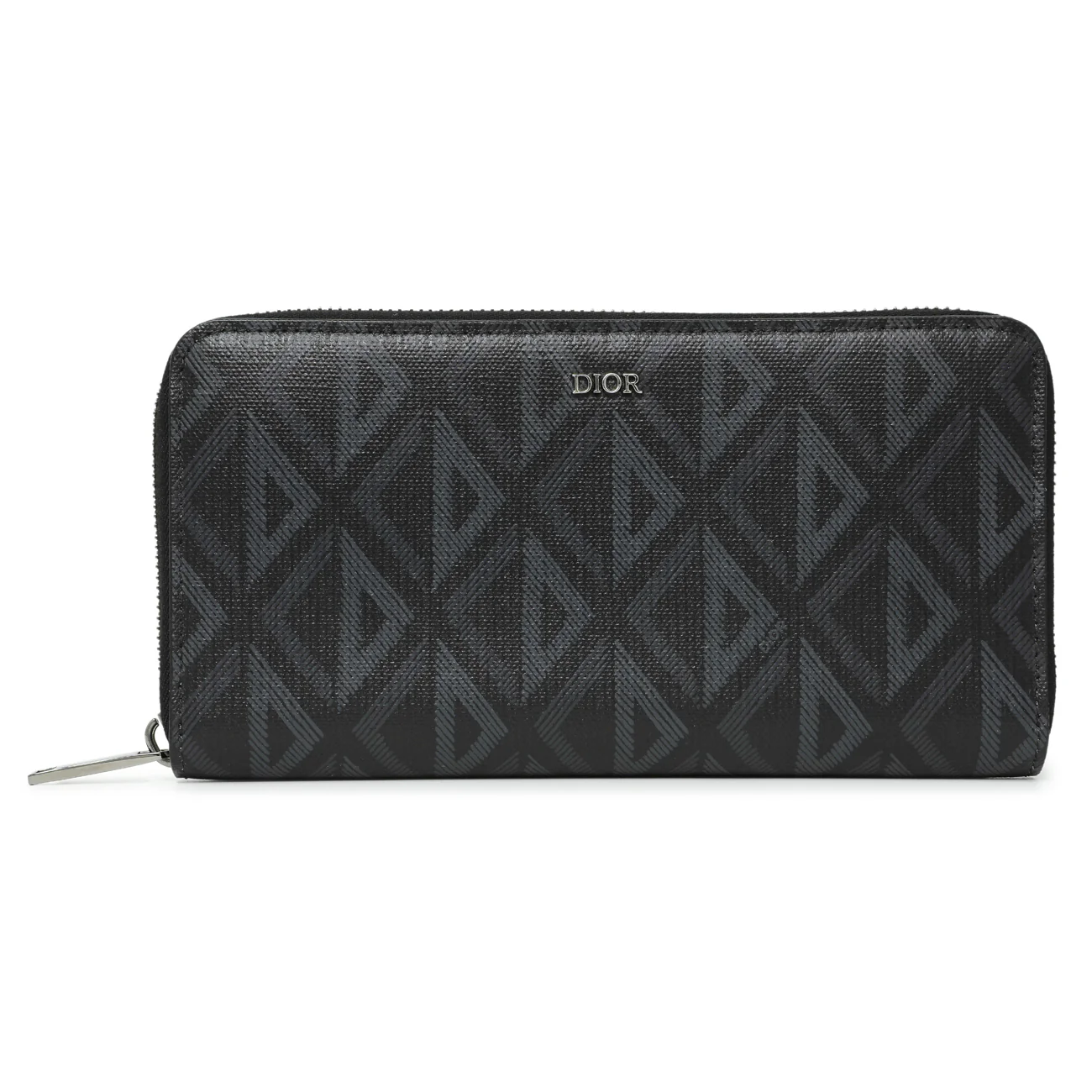 Christian Dior Black CD Diamond Canvas Zipped Long Wallet