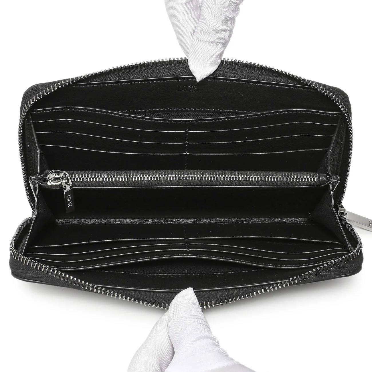 Christian Dior Black CD Diamond Canvas Zipped Long Wallet - Image 4