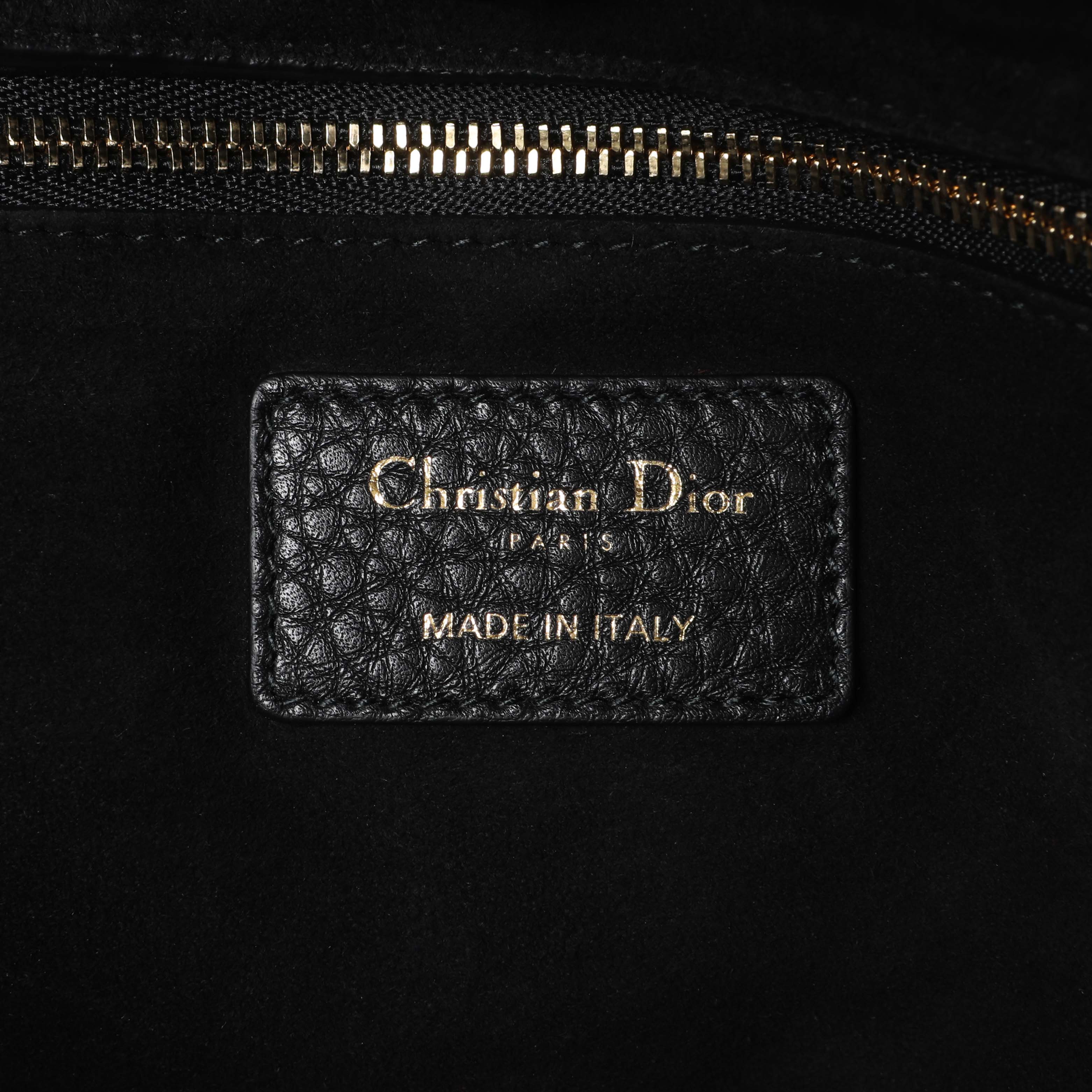 Christian Dior Black Grained Calfskin Cannage Large Supple Lady Dior Bag - Image 5