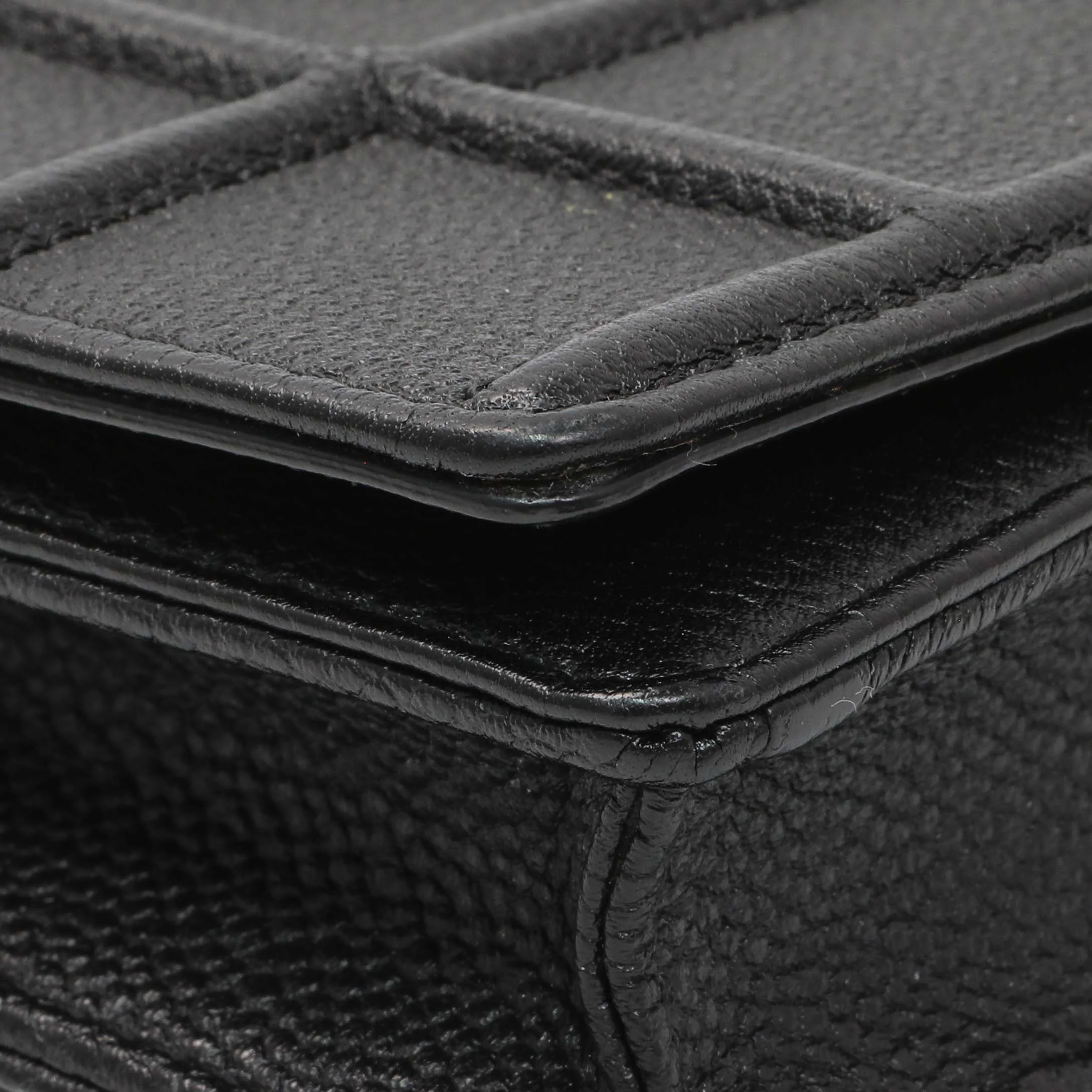 Christian Dior Black Grained Calfskin Diorama Wallet on Chain - Image 4