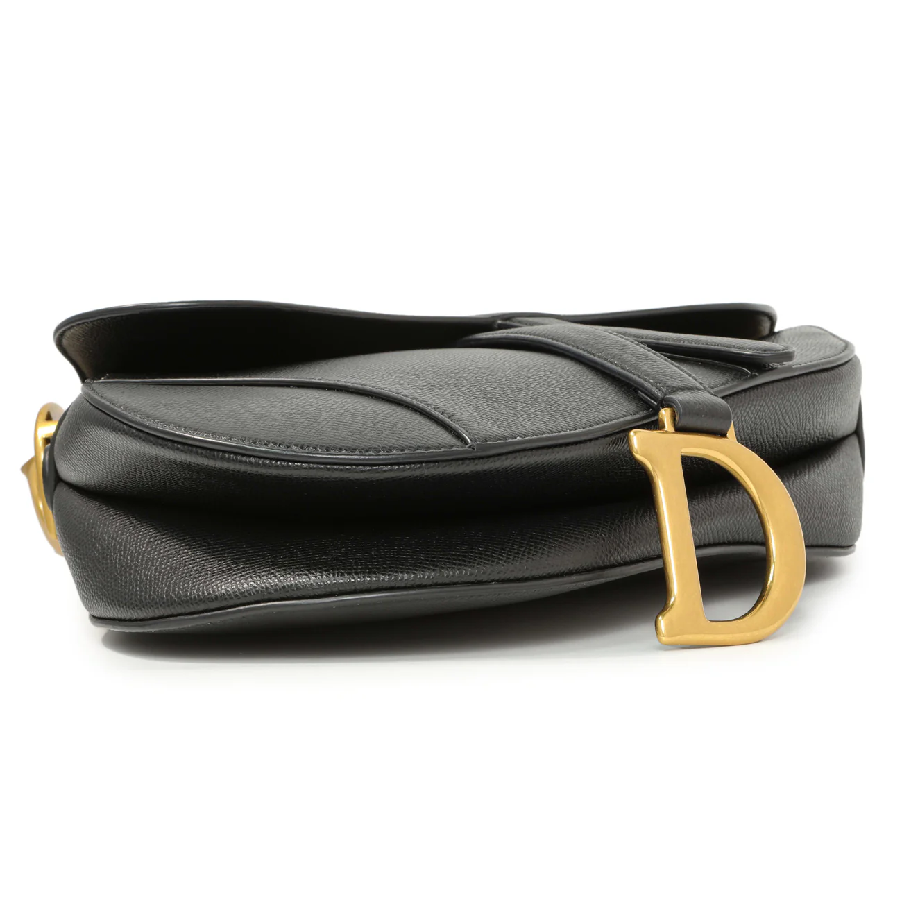 Christian Dior Black Grained Calfskin Saddle Bag - Image 3