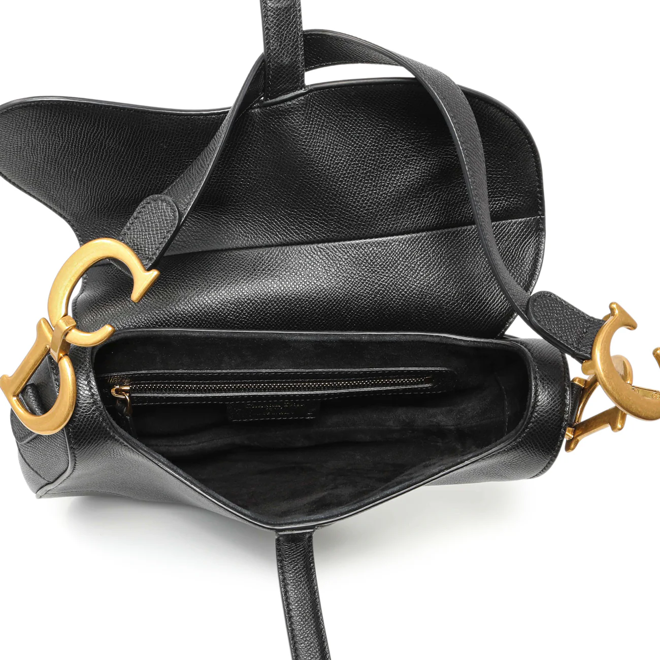 Christian Dior Black Grained Calfskin Saddle Bag - Image 4