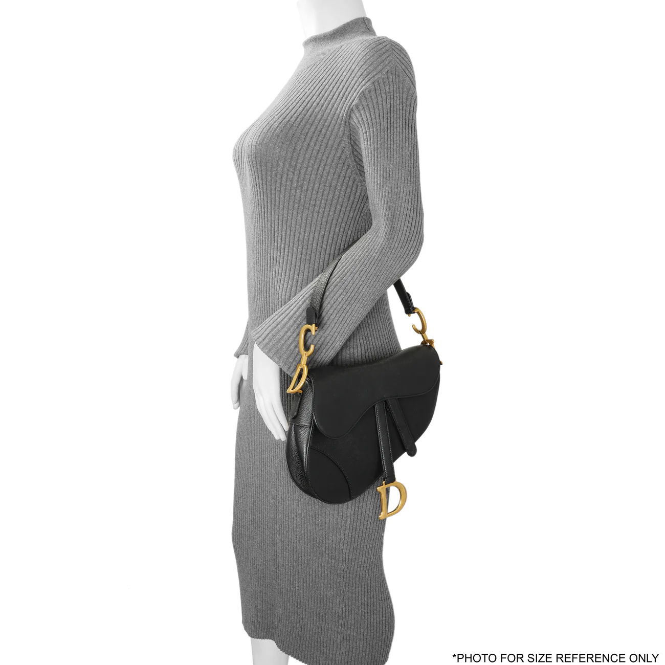 Christian Dior Black Grained Calfskin Saddle Bag - Image 8
