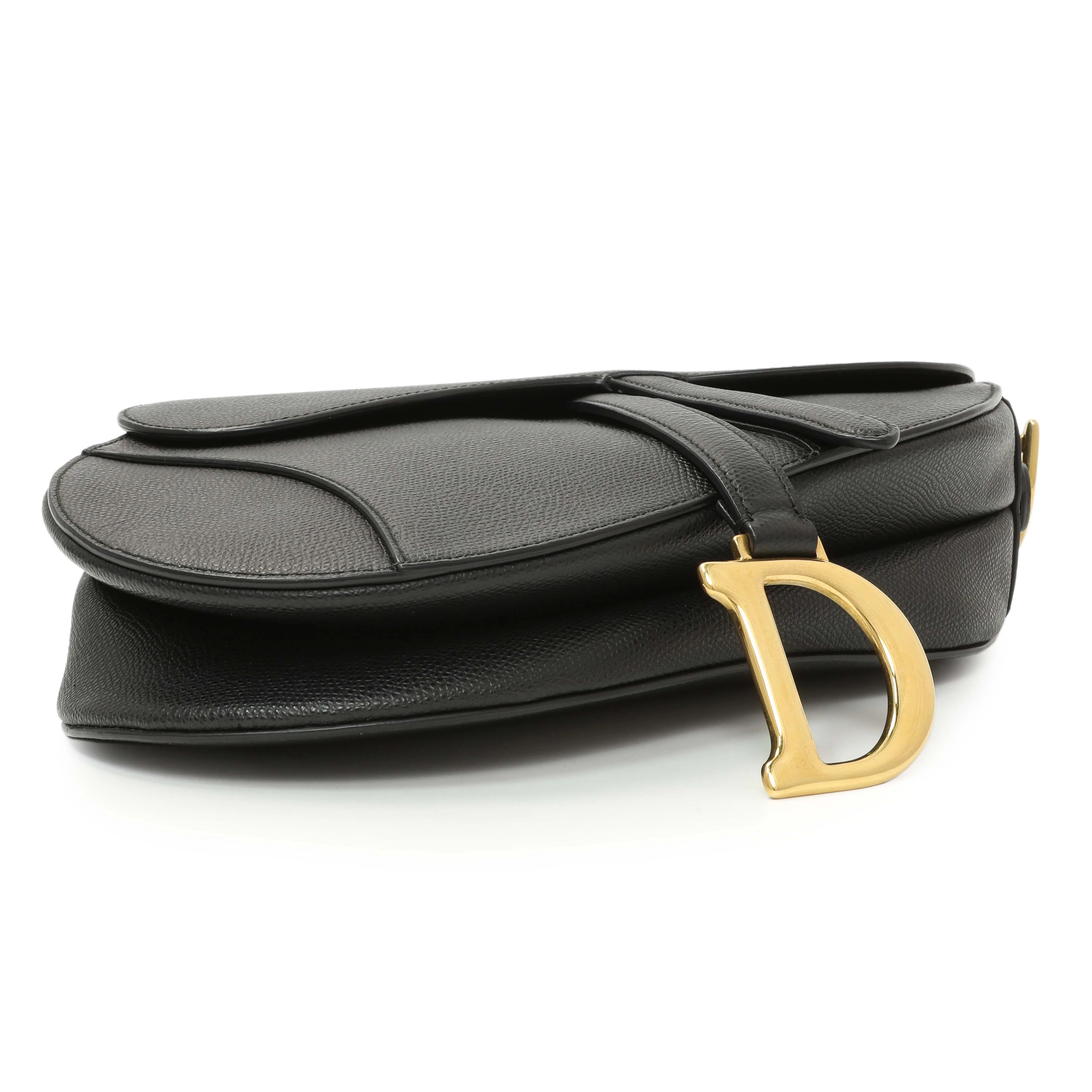 Christian Dior Black Grained Calfskin Saddle Bag - Image 3