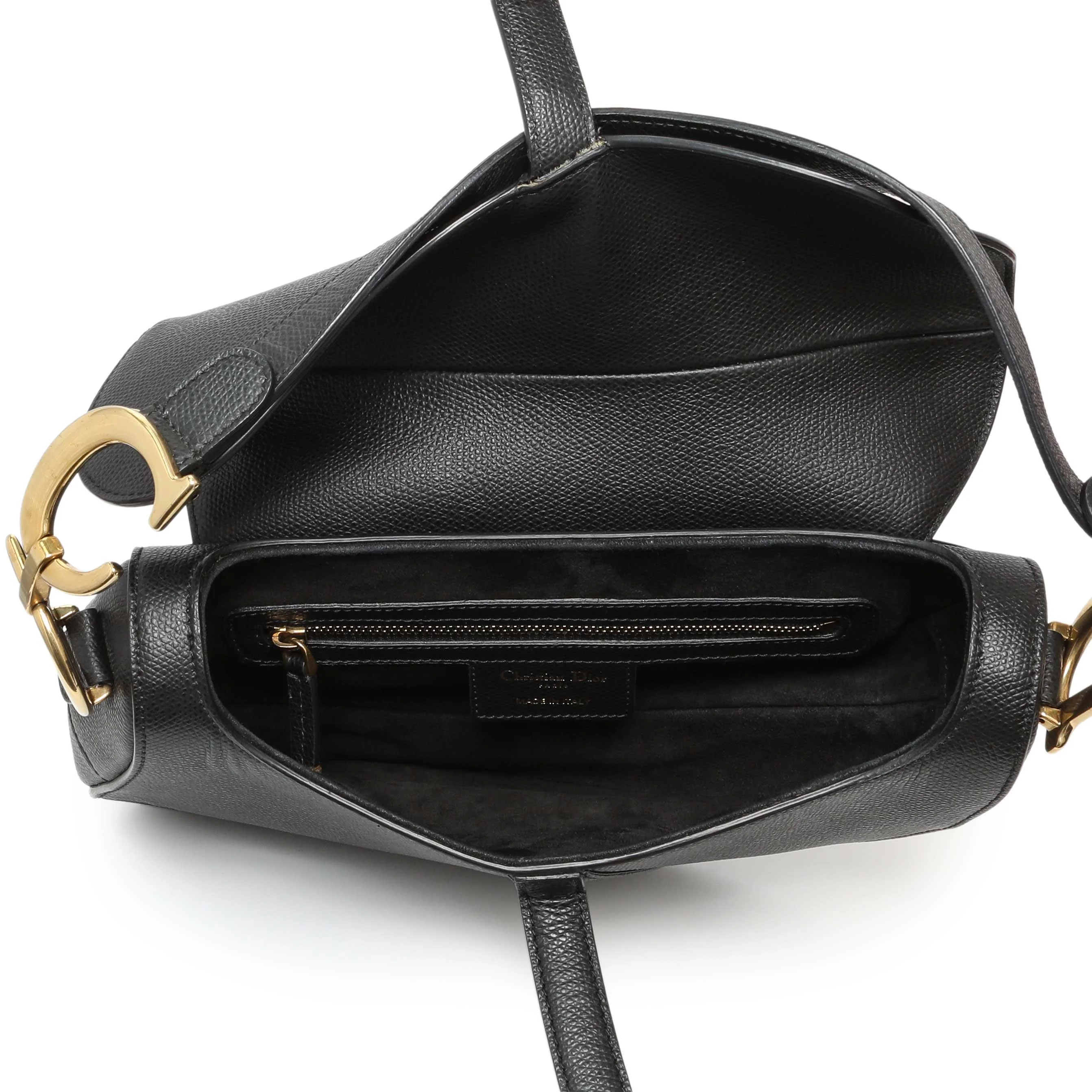 Christian Dior Black Grained Calfskin Saddle Bag - Image 4