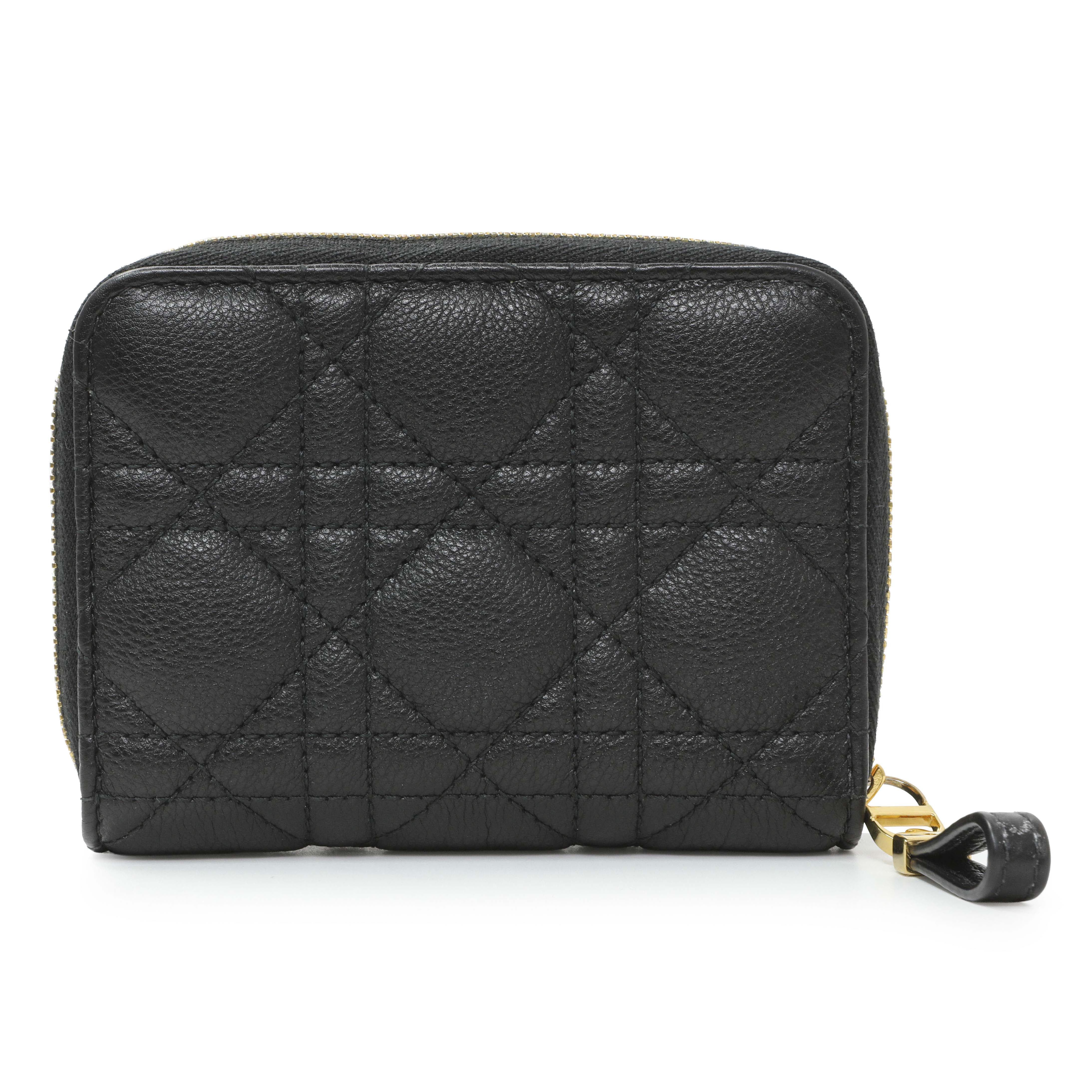 Christian Dior Black Grained Calfskin Supple Cannage Caro Scarlet Zipped Wallet - Image 2