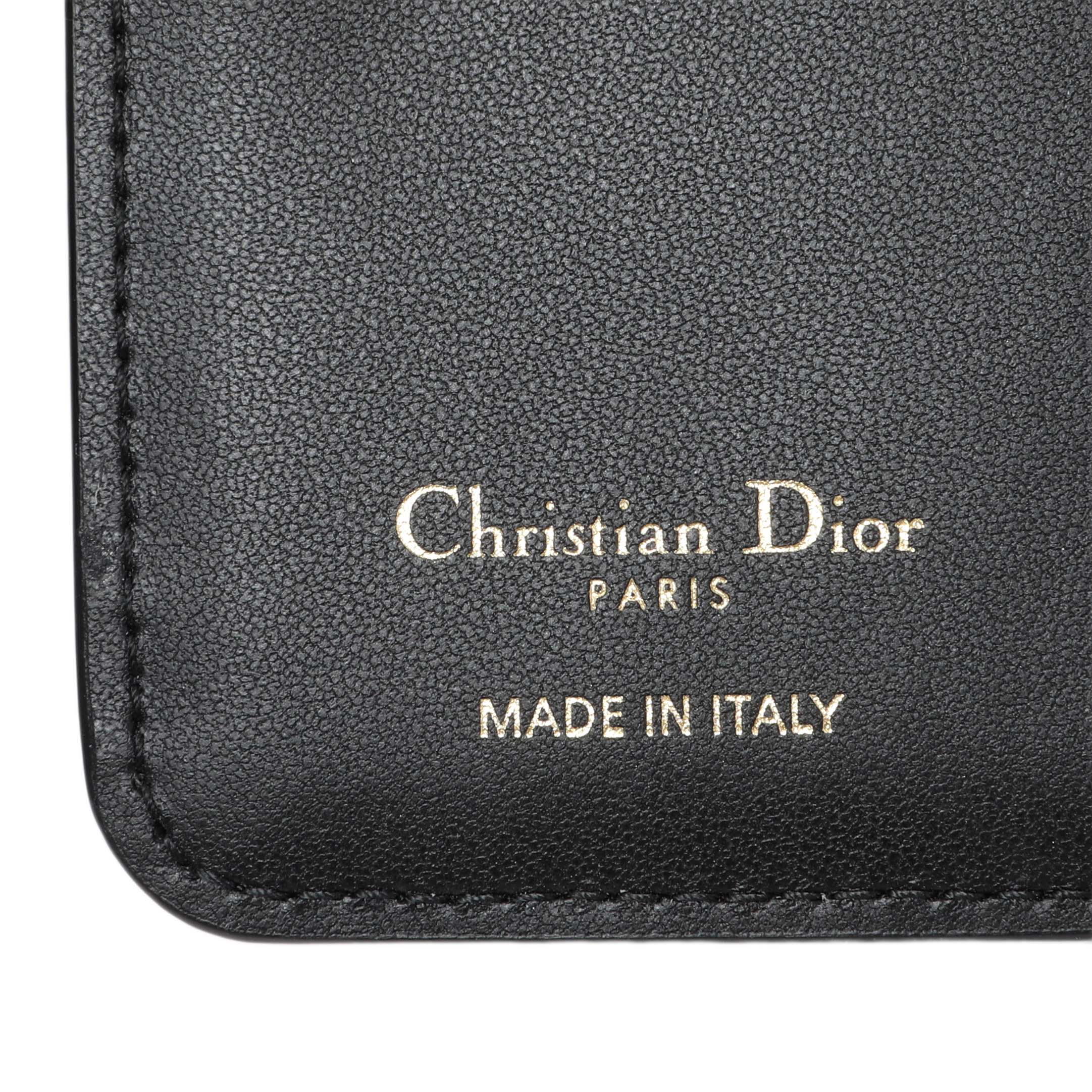 Christian Dior Black Grained Calfskin Supple Cannage Caro Scarlet Zipped Wallet - Image 6