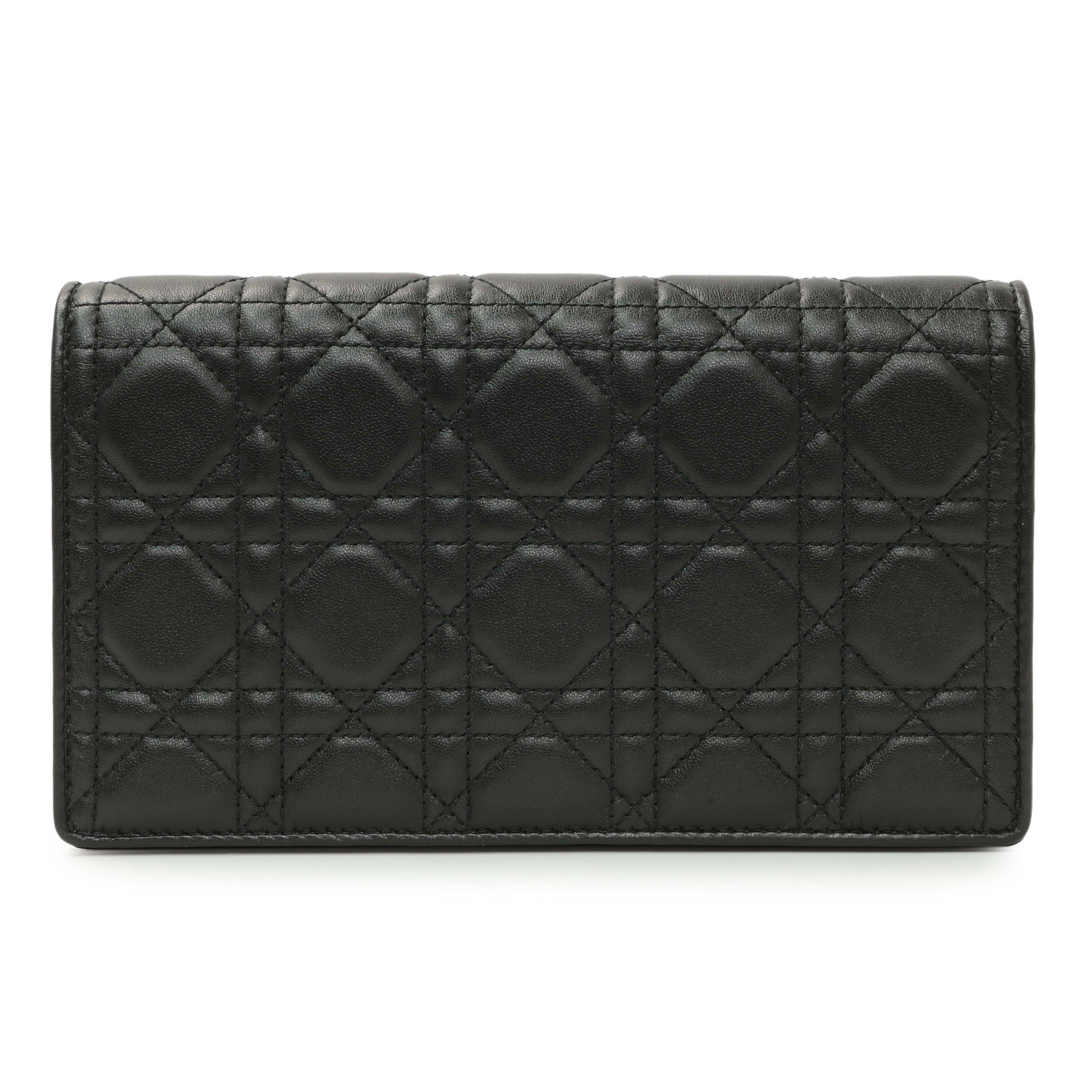 Christian Dior Black Lambskin Cannage Lady Dior Pouch - Image 2