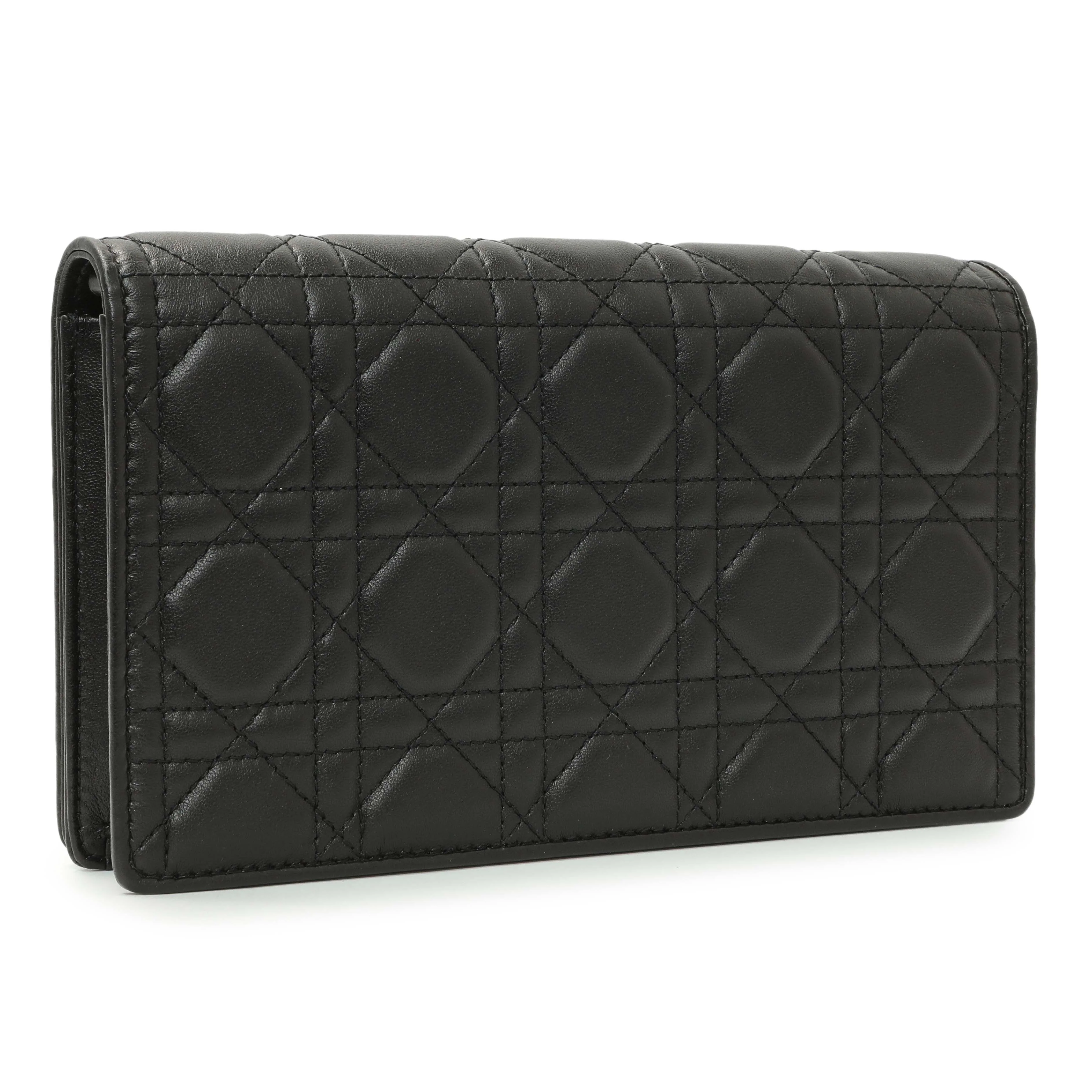 Christian Dior Black Lambskin Cannage Lady Dior Pouch - Image 3