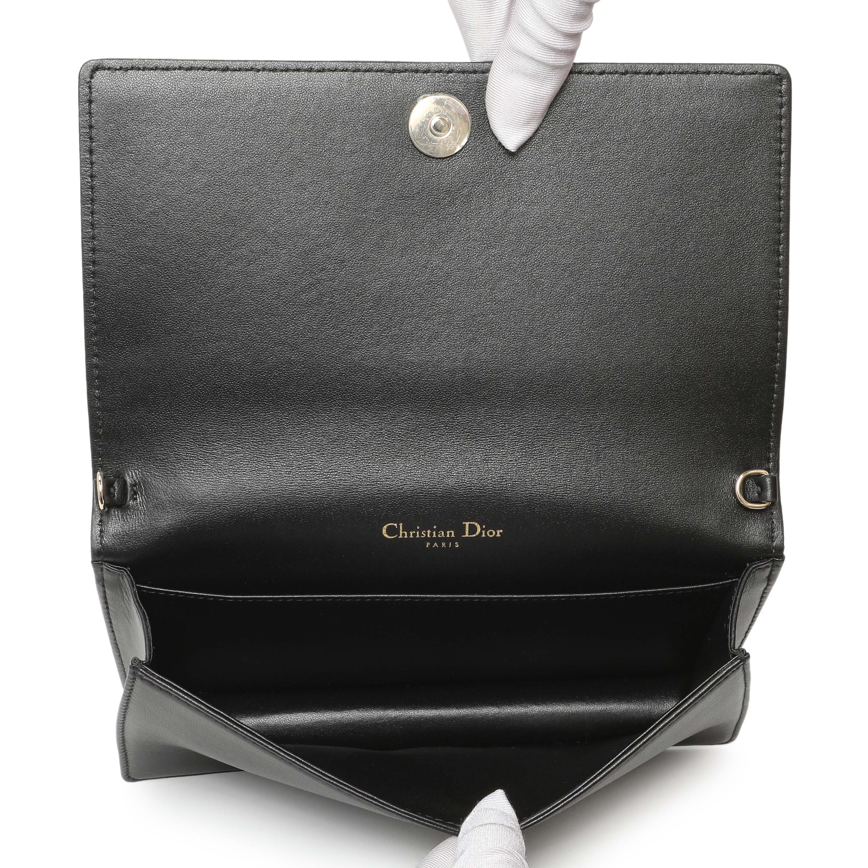 Christian Dior Black Lambskin Cannage Lady Dior Pouch - Image 5
