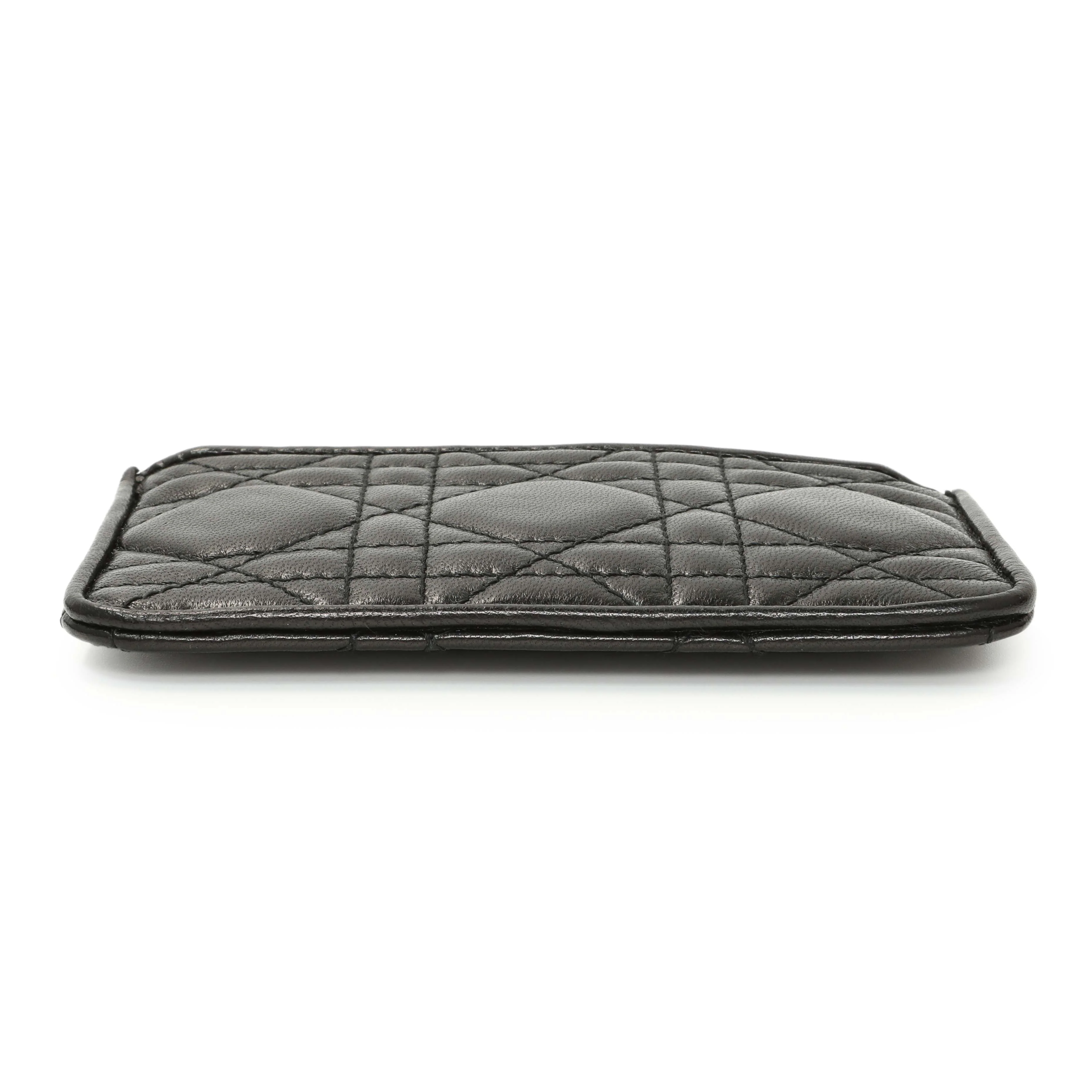 Christian Dior Black Lambskin Cannage Lady Dior Zipped Key Case - Image 3