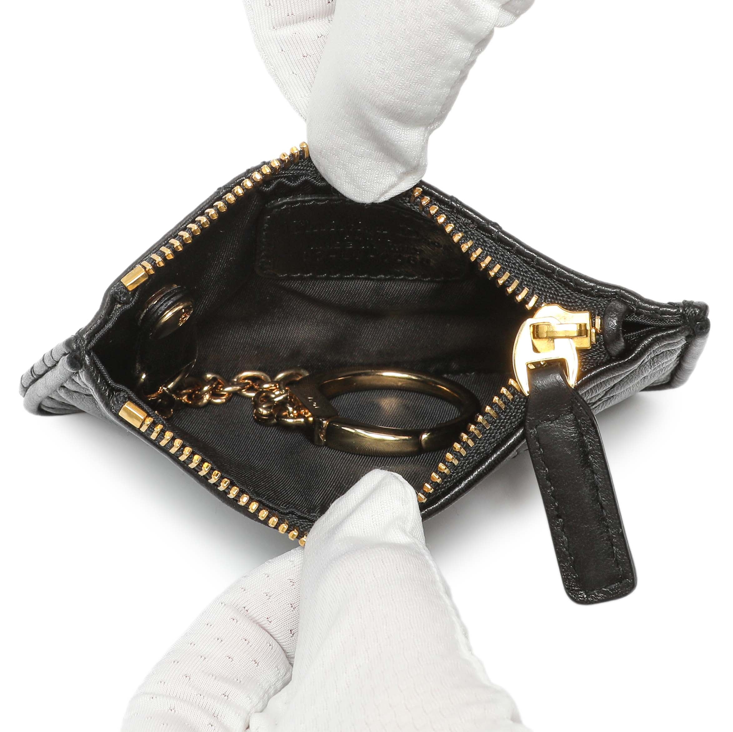 Christian Dior Black Lambskin Cannage Lady Dior Zipped Key Case - Image 4