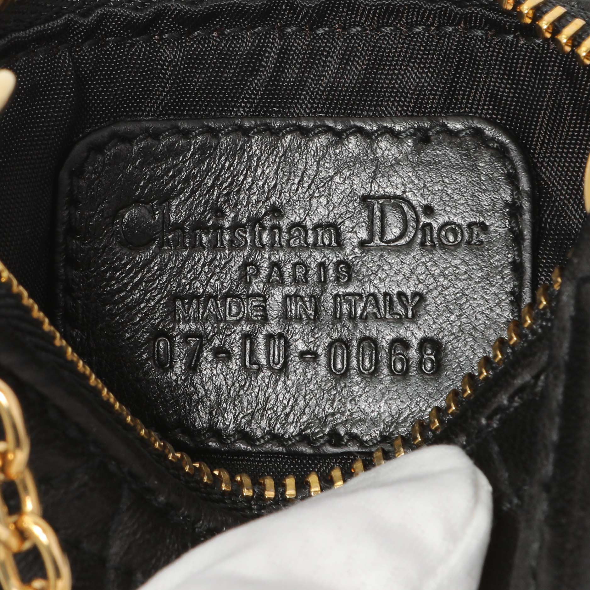 Christian Dior Black Lambskin Cannage Lady Dior Zipped Key Case - Image 5