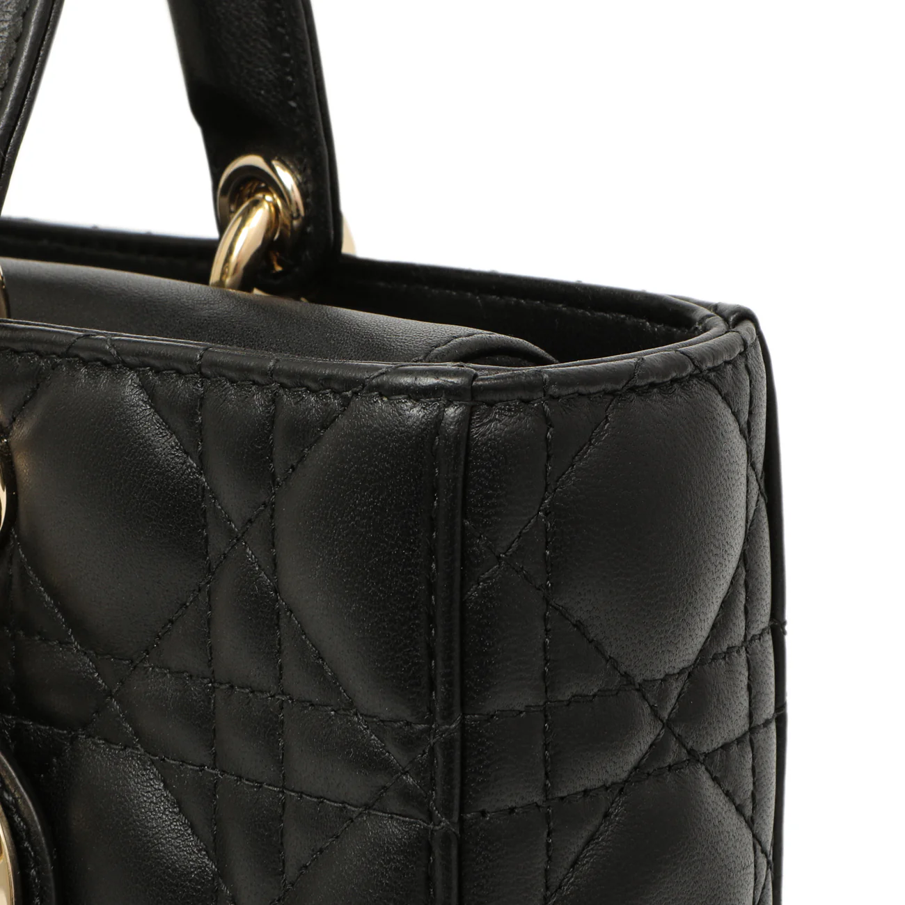 Christian Dior Black Lambskin Cannage Medium Lady D-Joy - Image 12