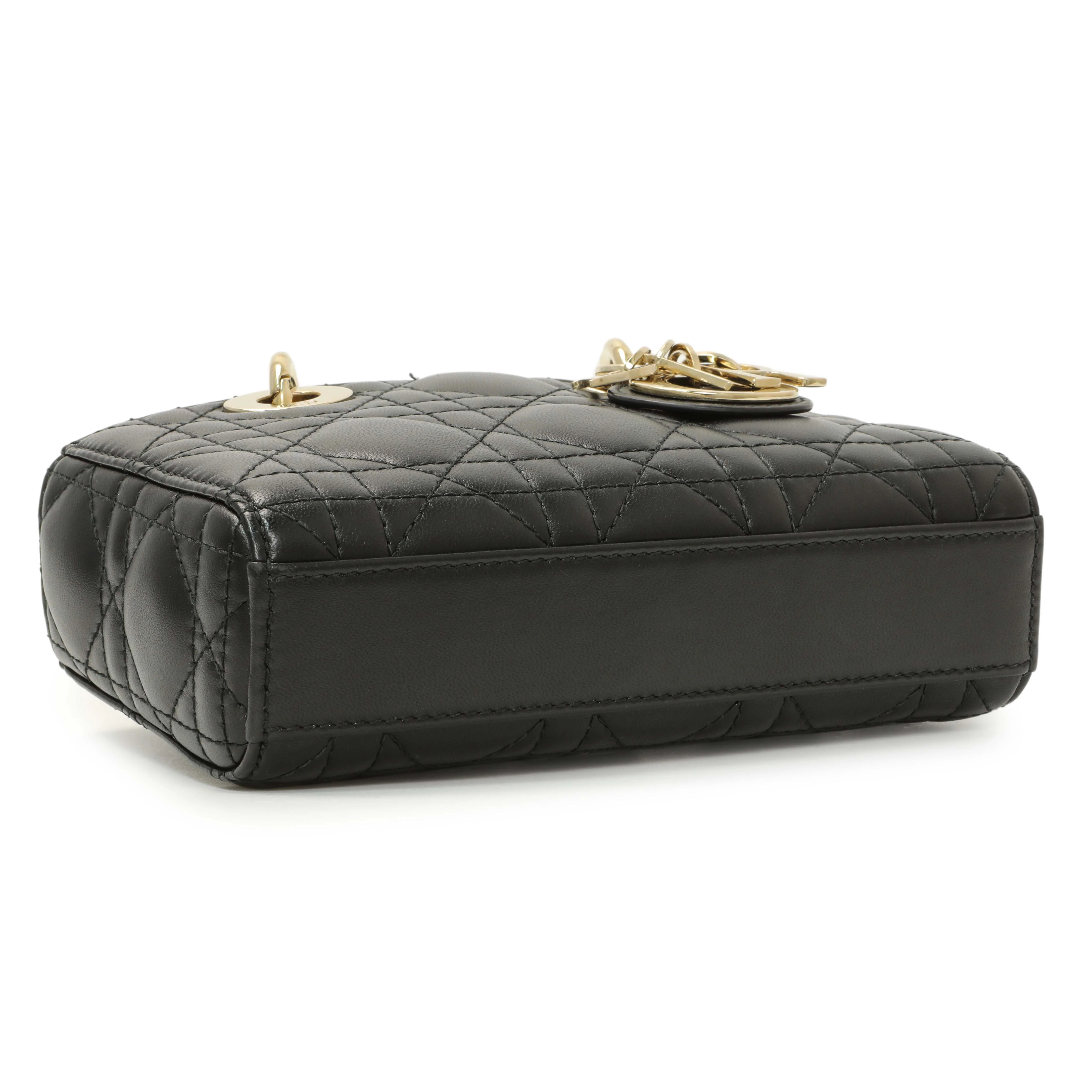 Christian Dior Black Lambskin Cannage Micro Lady D-Joy - Image 3