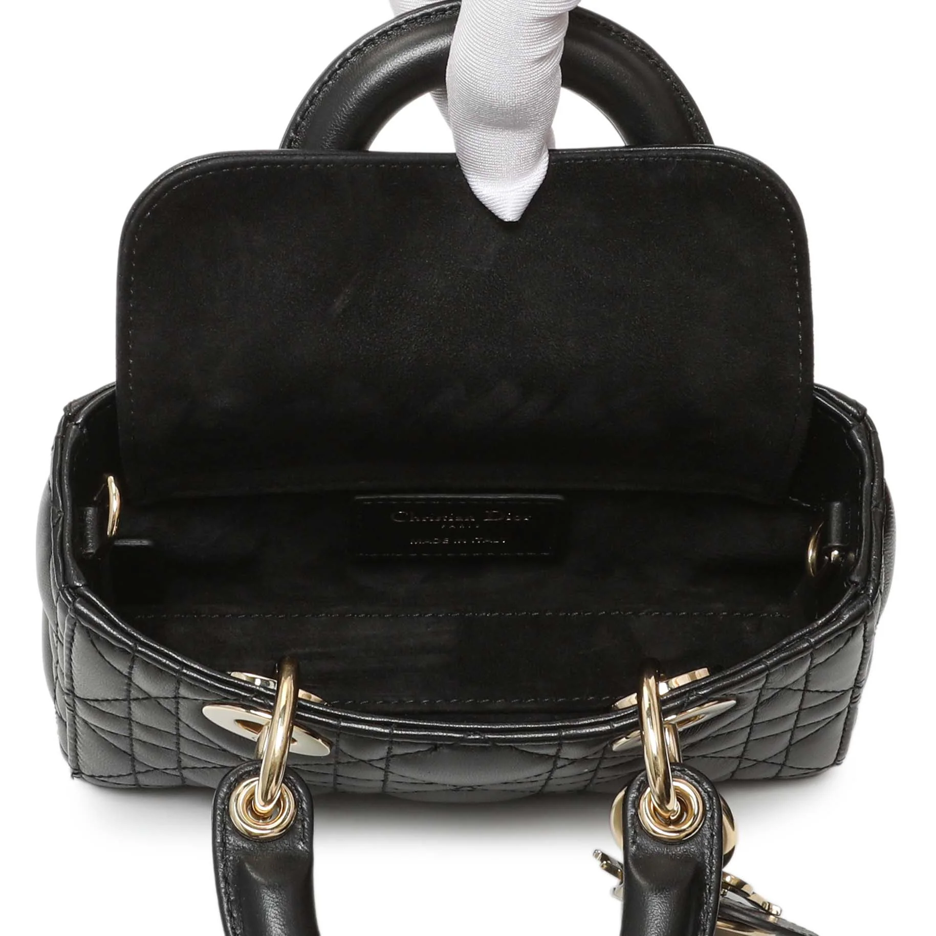 Christian Dior Black Lambskin Cannage Micro Lady D-Joy - Image 8