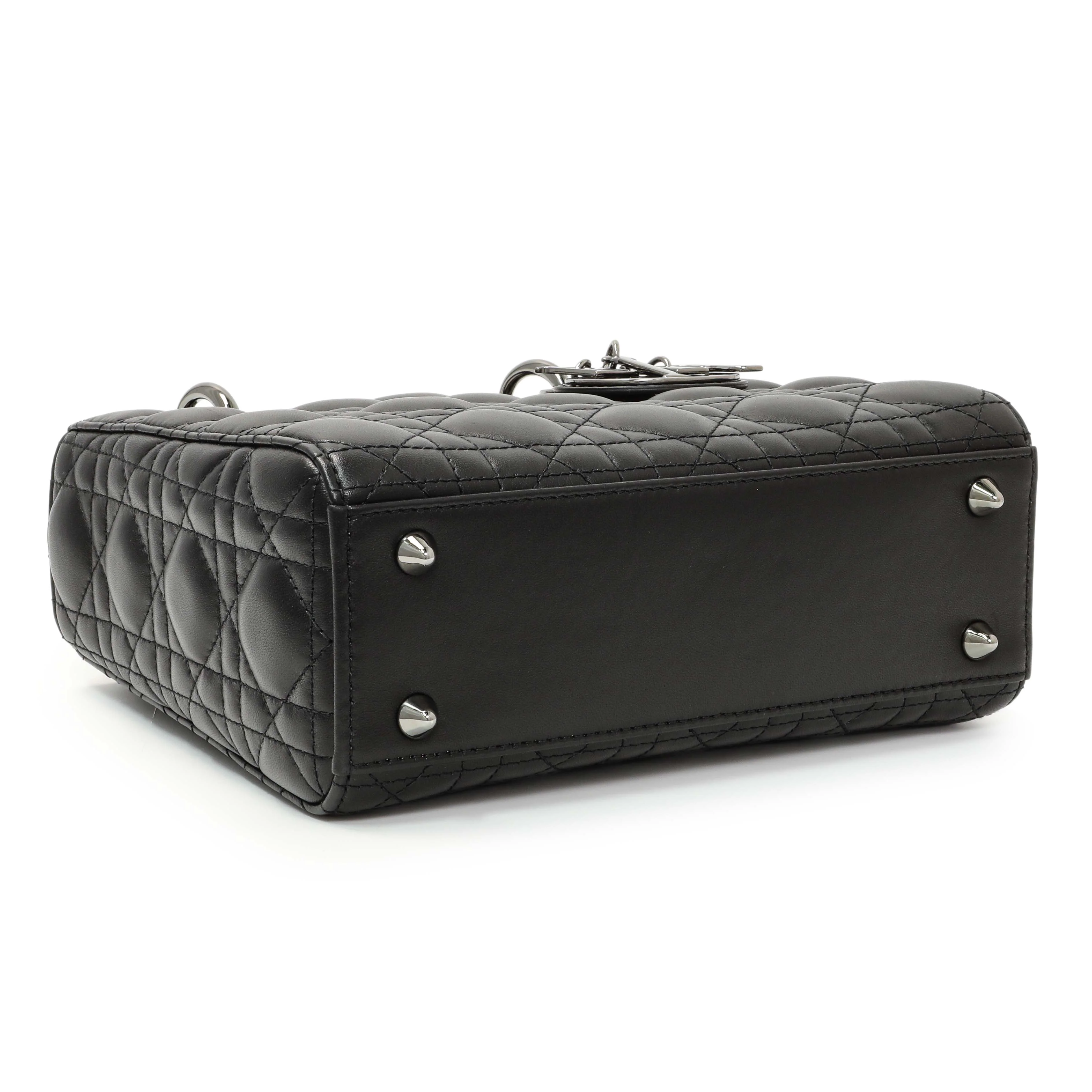 Christian Dior Black Lambskin Cannage Small My ABCDior Lady Dior - Image 3