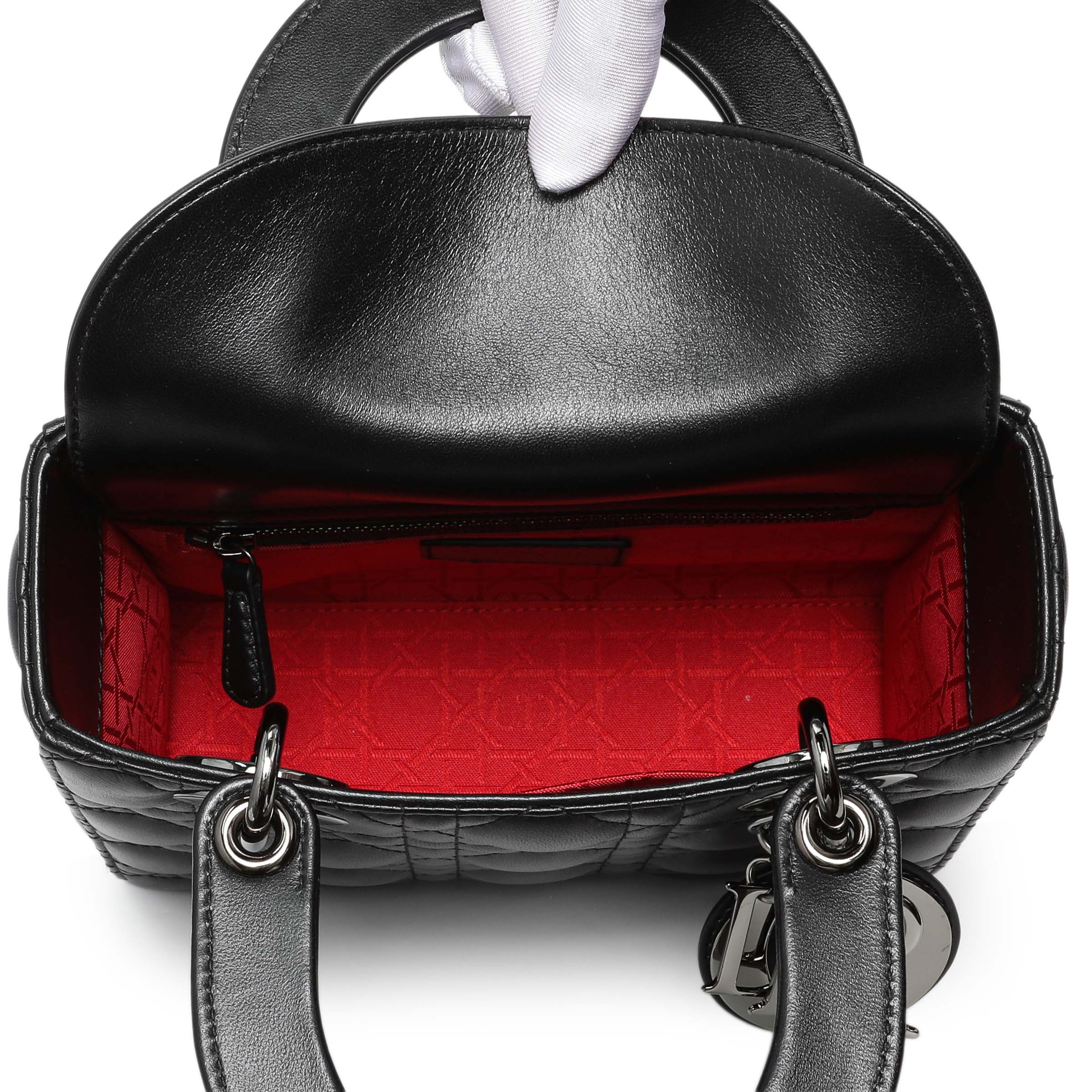 Christian Dior Black Lambskin Cannage Small My ABCDior Lady Dior - Image 4