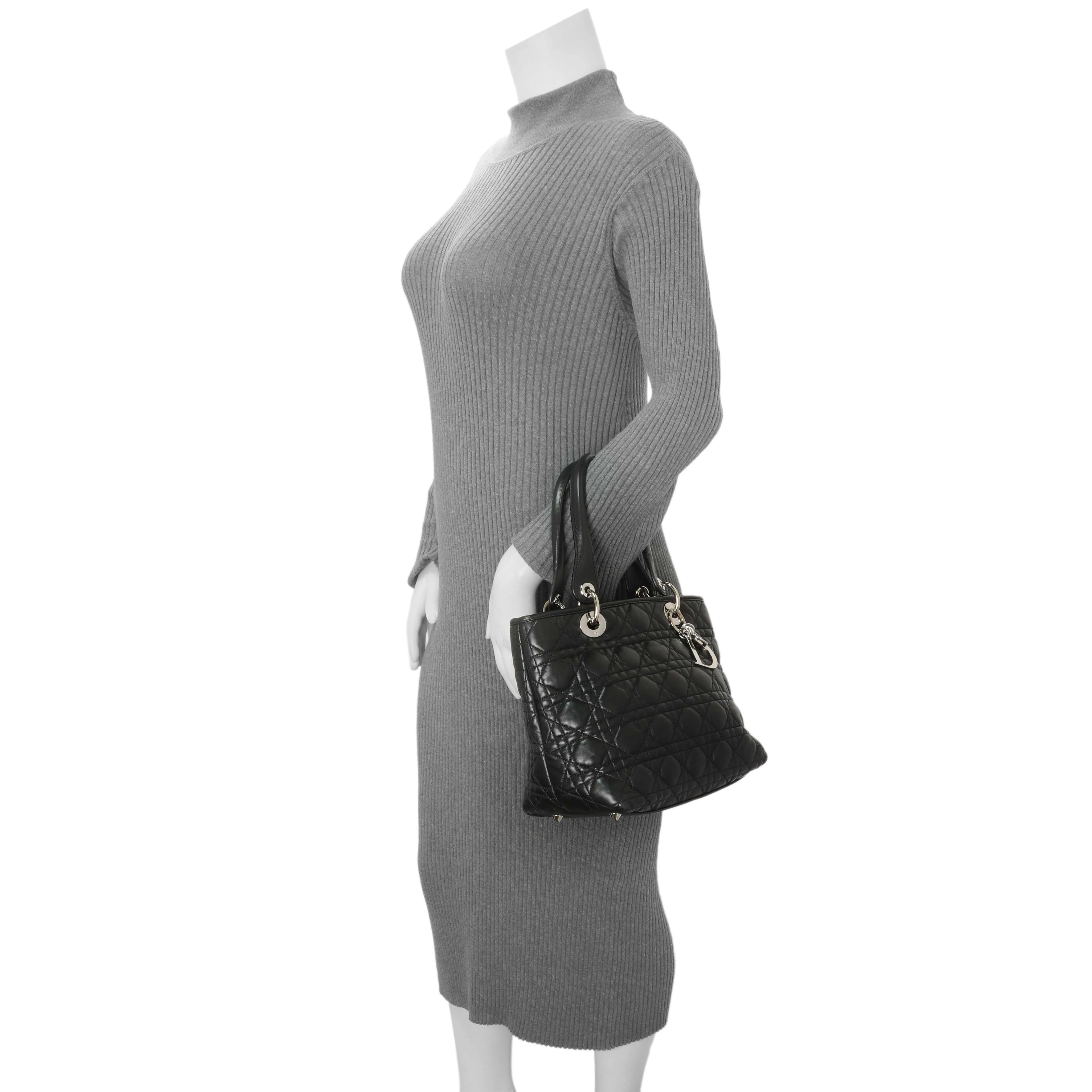 Christian Dior Black Lambskin Cannage Soft Lady Dior - Image 11