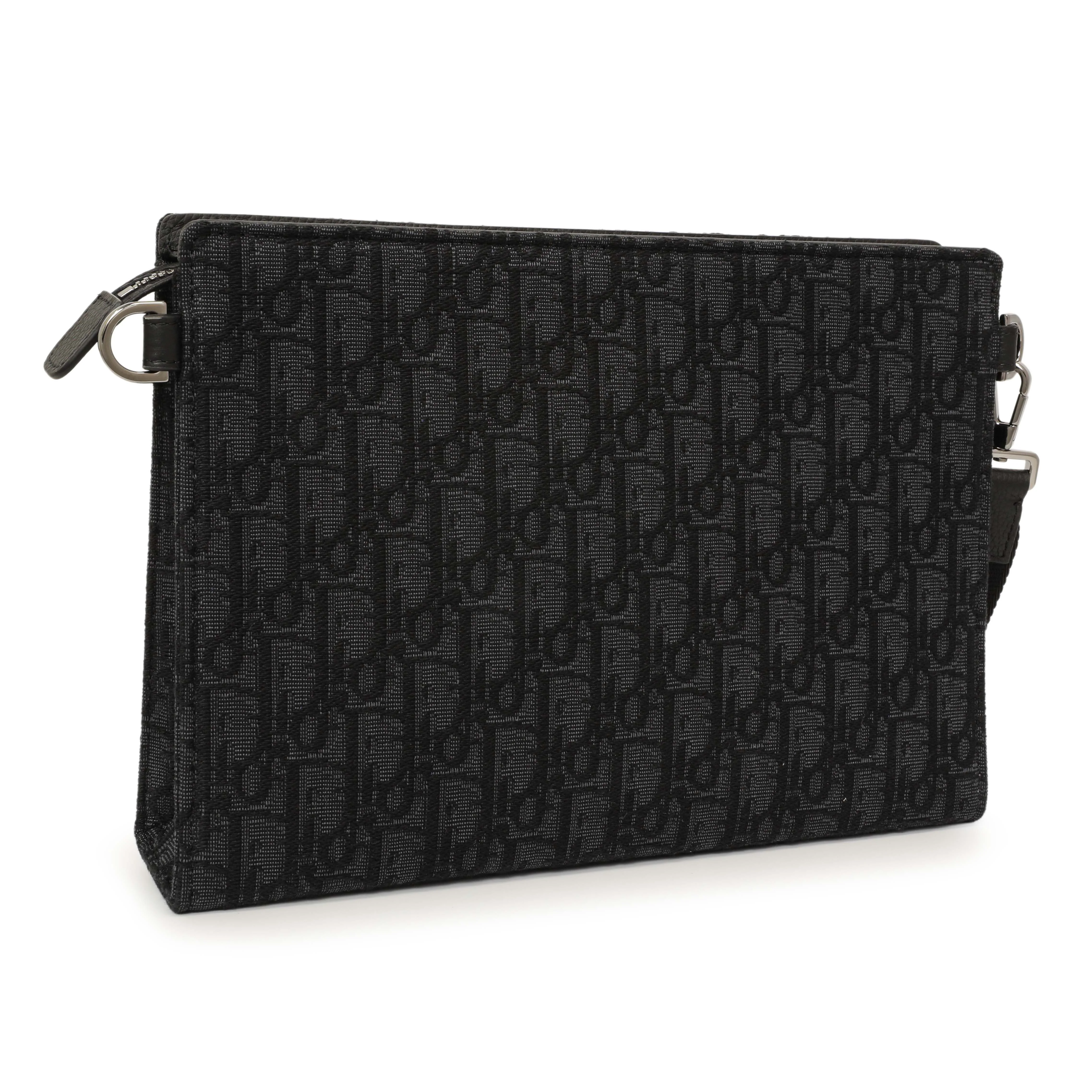 Christian Dior Black Oblique A5 Triangle Pouch - Image 2