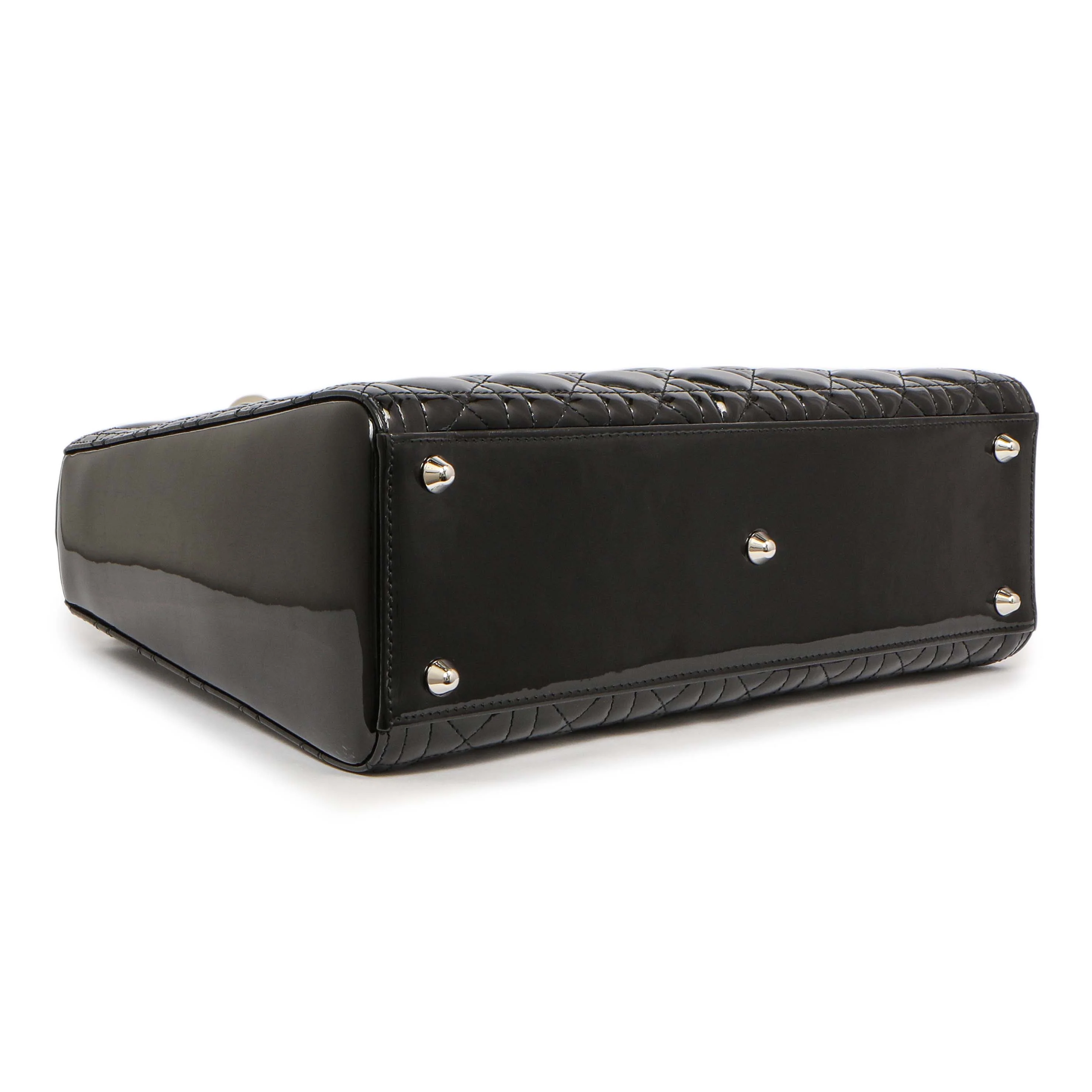 Christian Dior Black Patent Cannage Large Lady Dior - Image 3