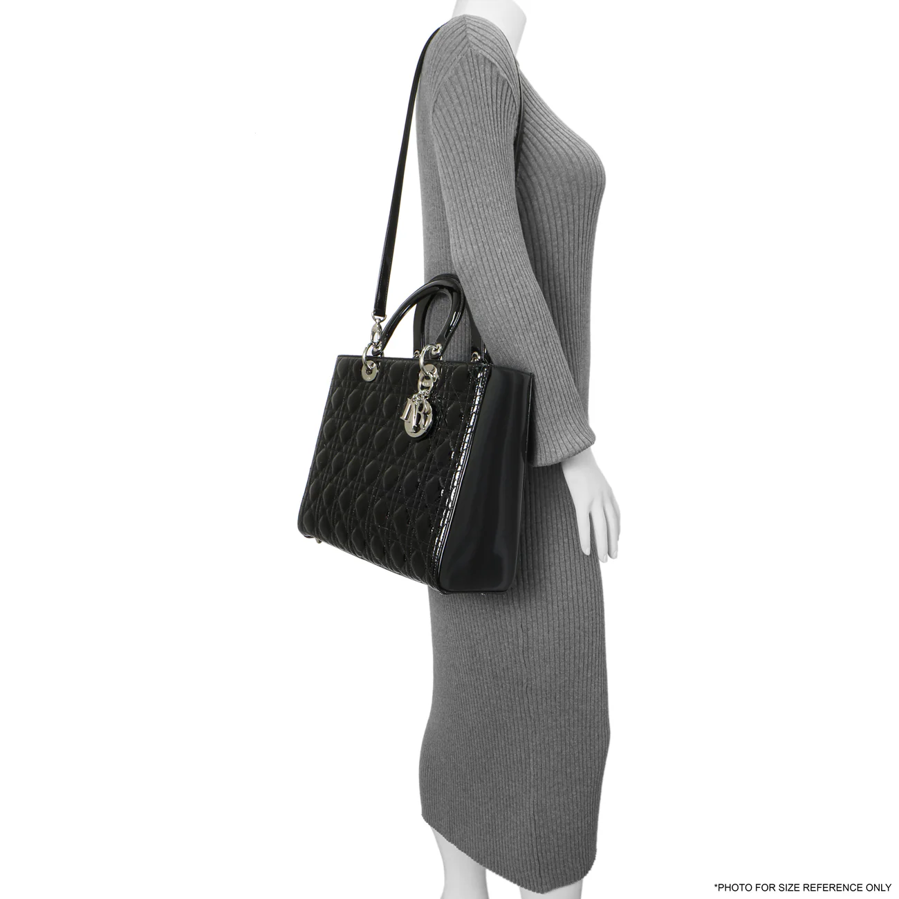 Christian Dior Black Patent Cannage Large Lady Dior - Image 9