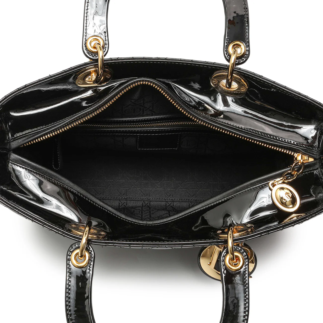 Christian Dior Black Patent Cannage Large Lady Dior - Image 4