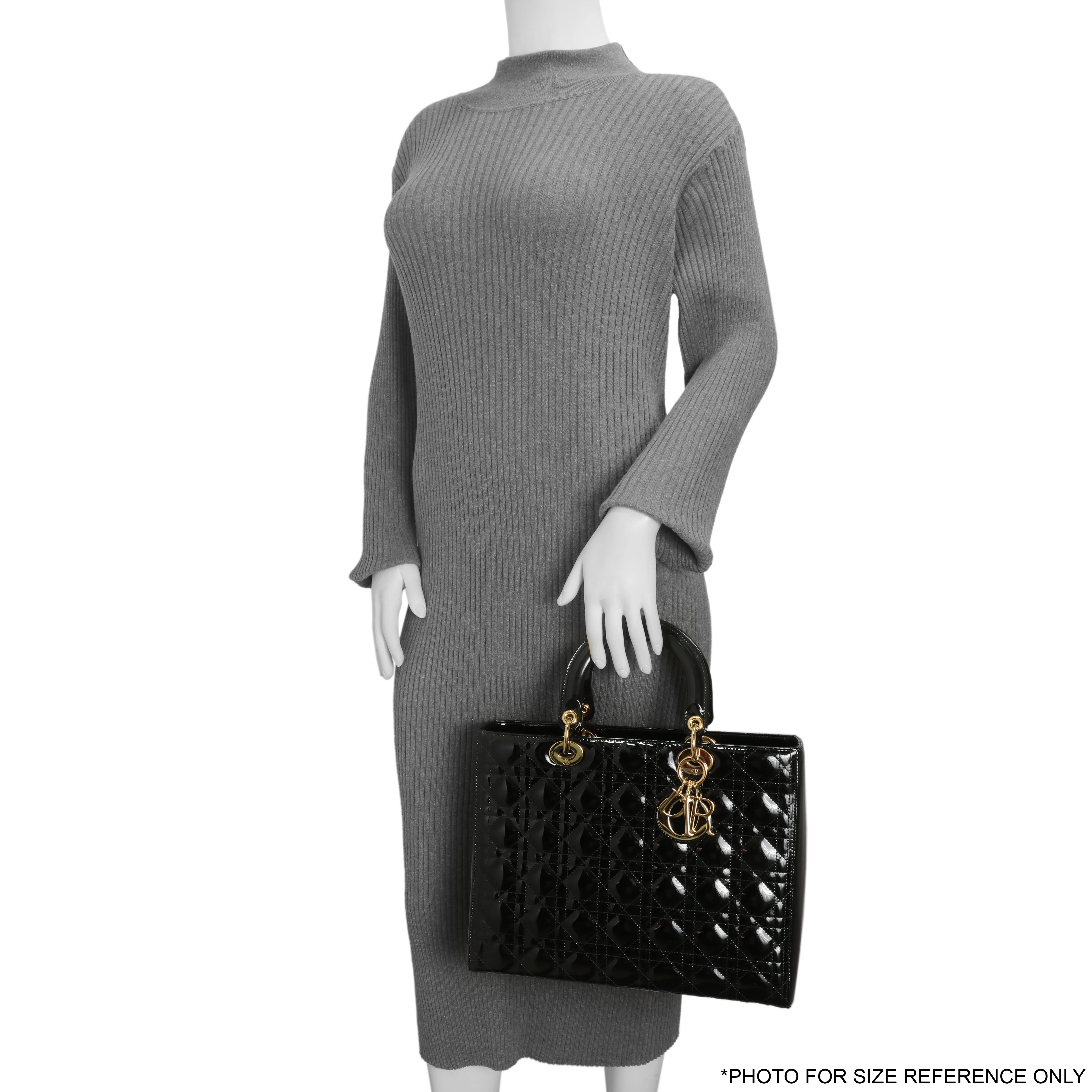 Christian Dior Black Patent Cannage Large Lady Dior - Image 7