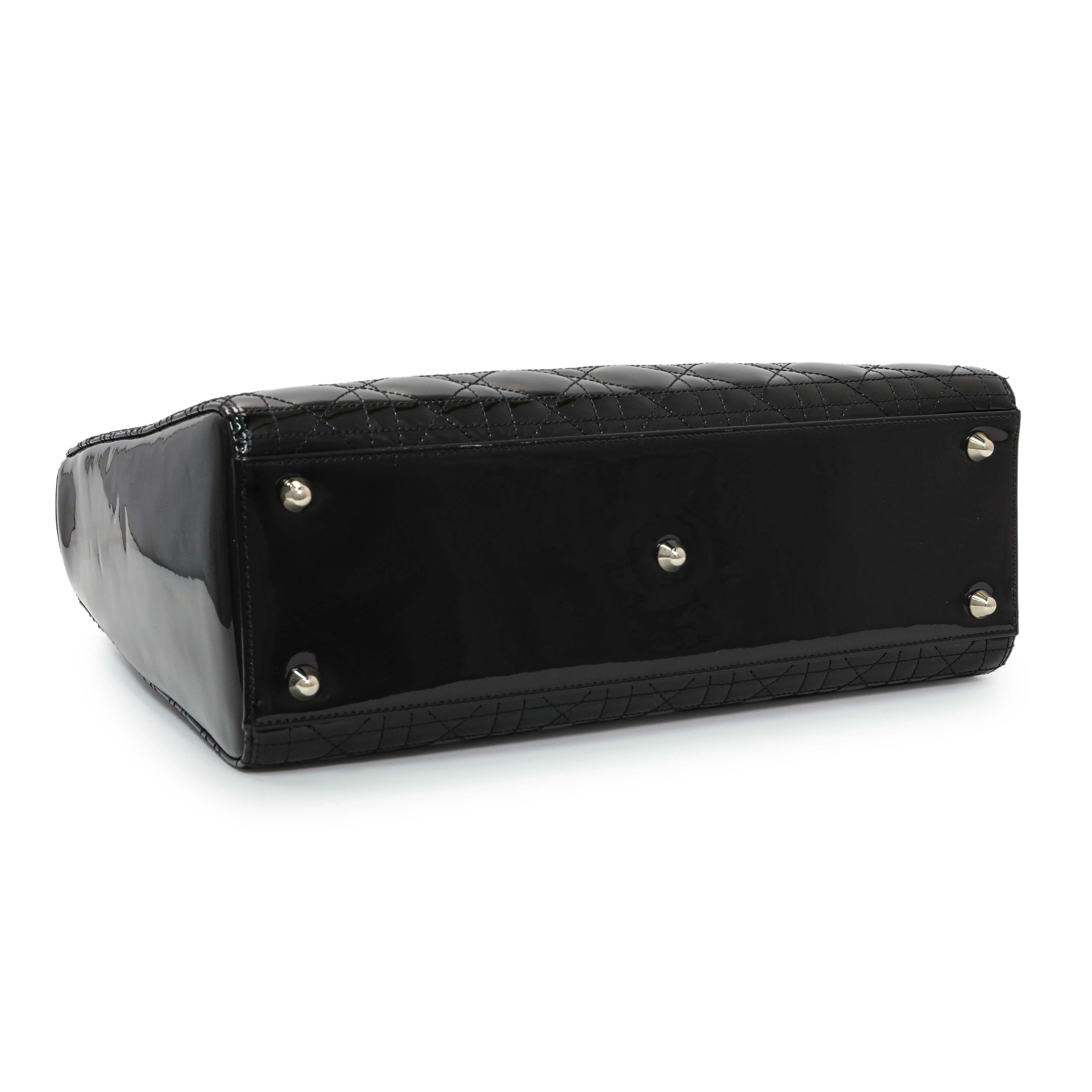 Christian Dior Black Patent Cannage Large Lady Dior - Image 3