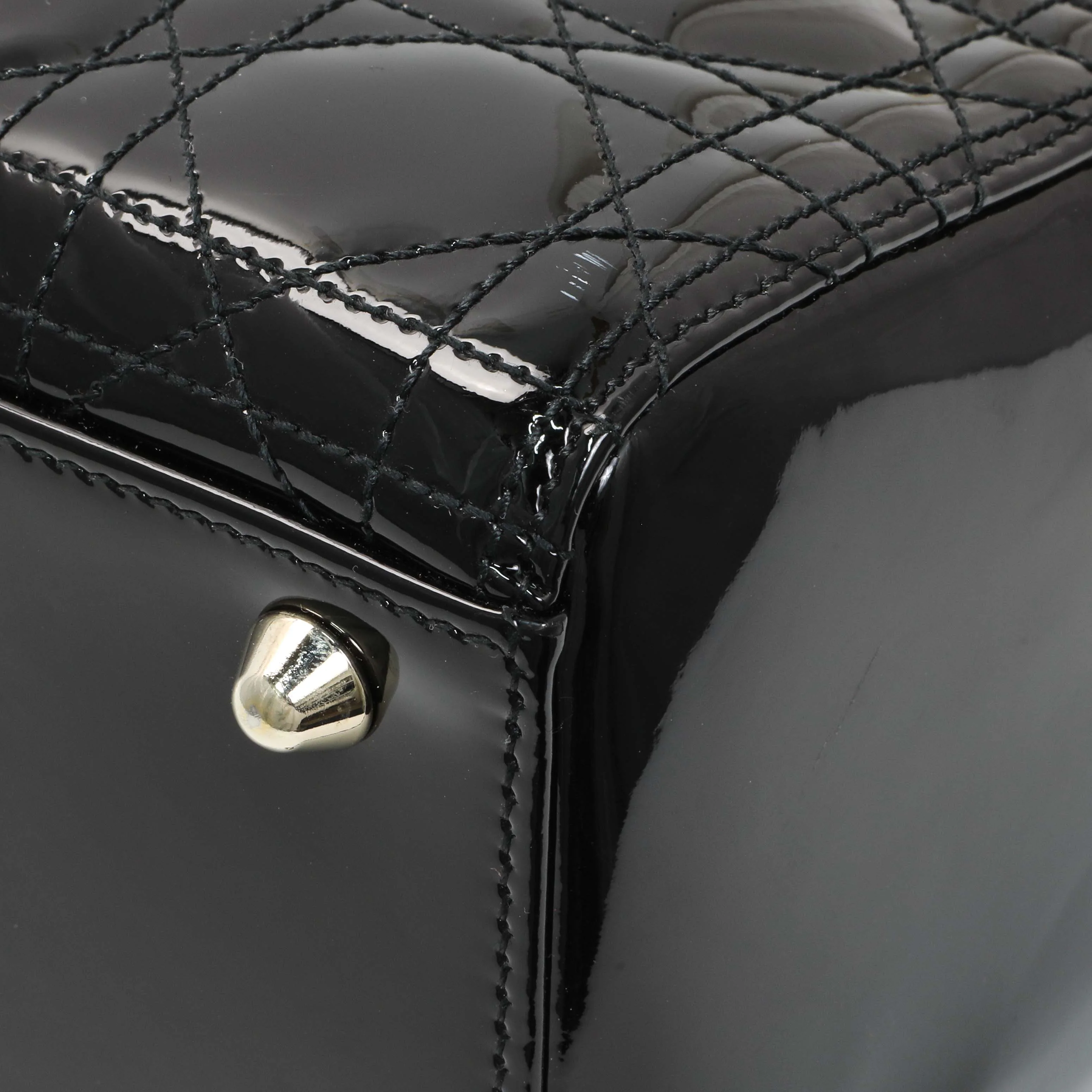 Christian Dior Black Patent Cannage Large Lady Dior - Image 4