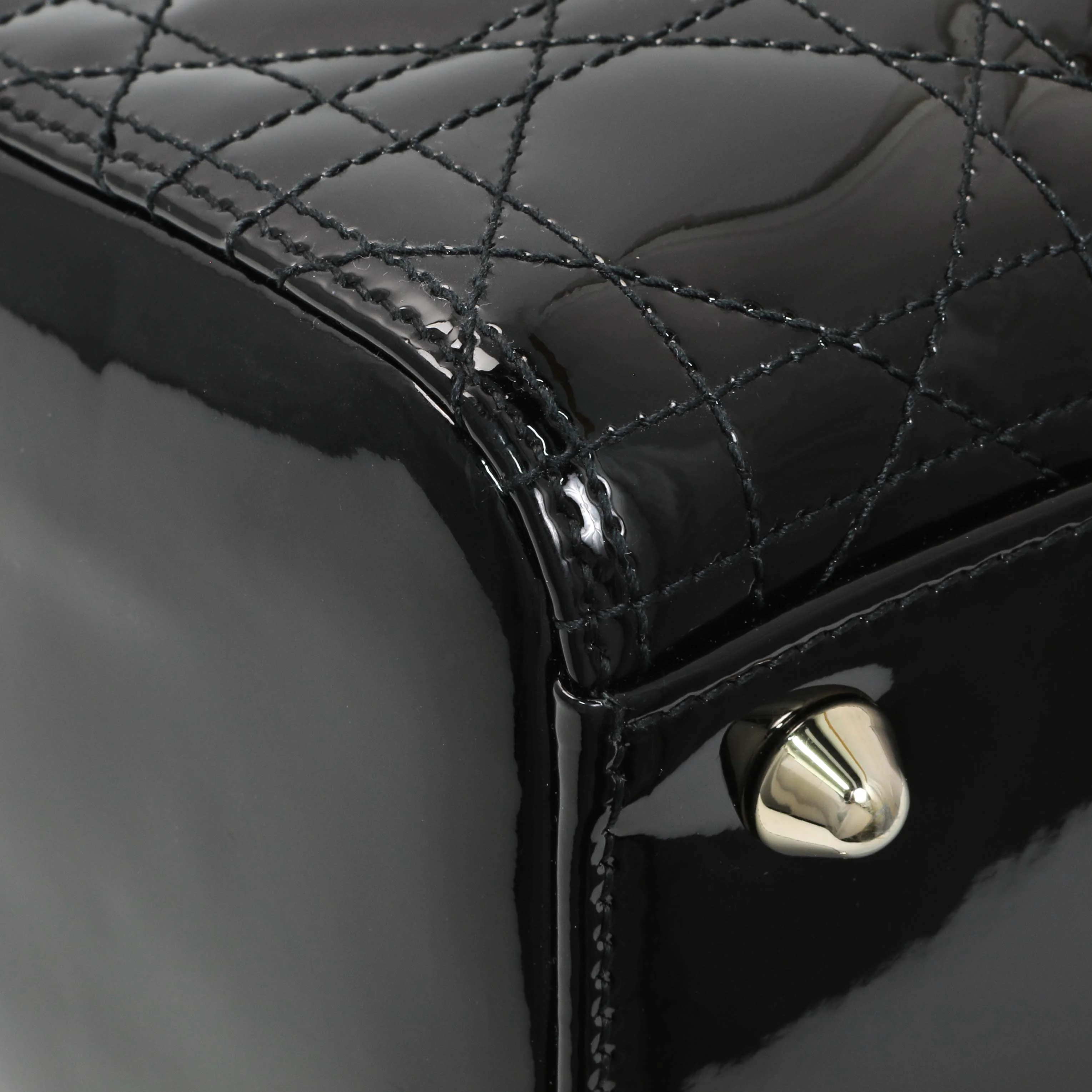 Christian Dior Black Patent Cannage Large Lady Dior - Image 6