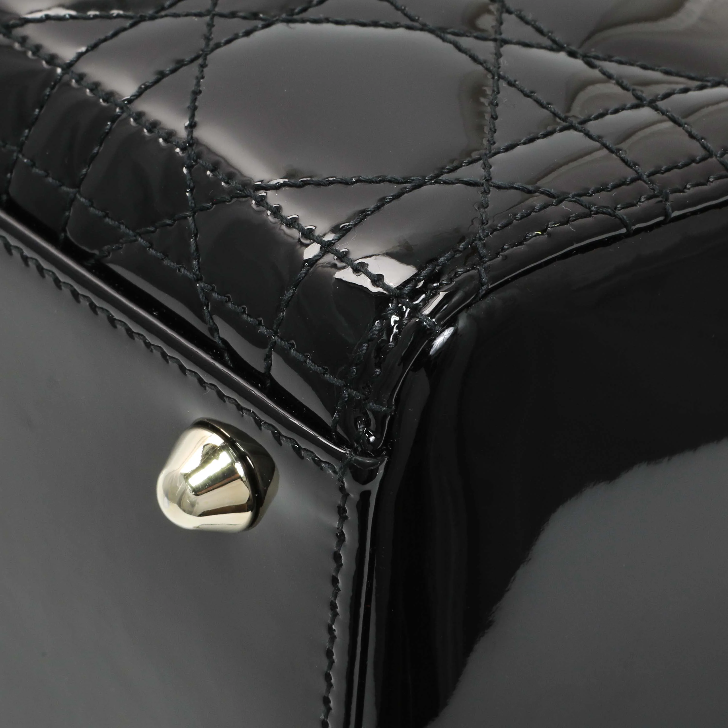 Christian Dior Black Patent Cannage Large Lady Dior - Image 7