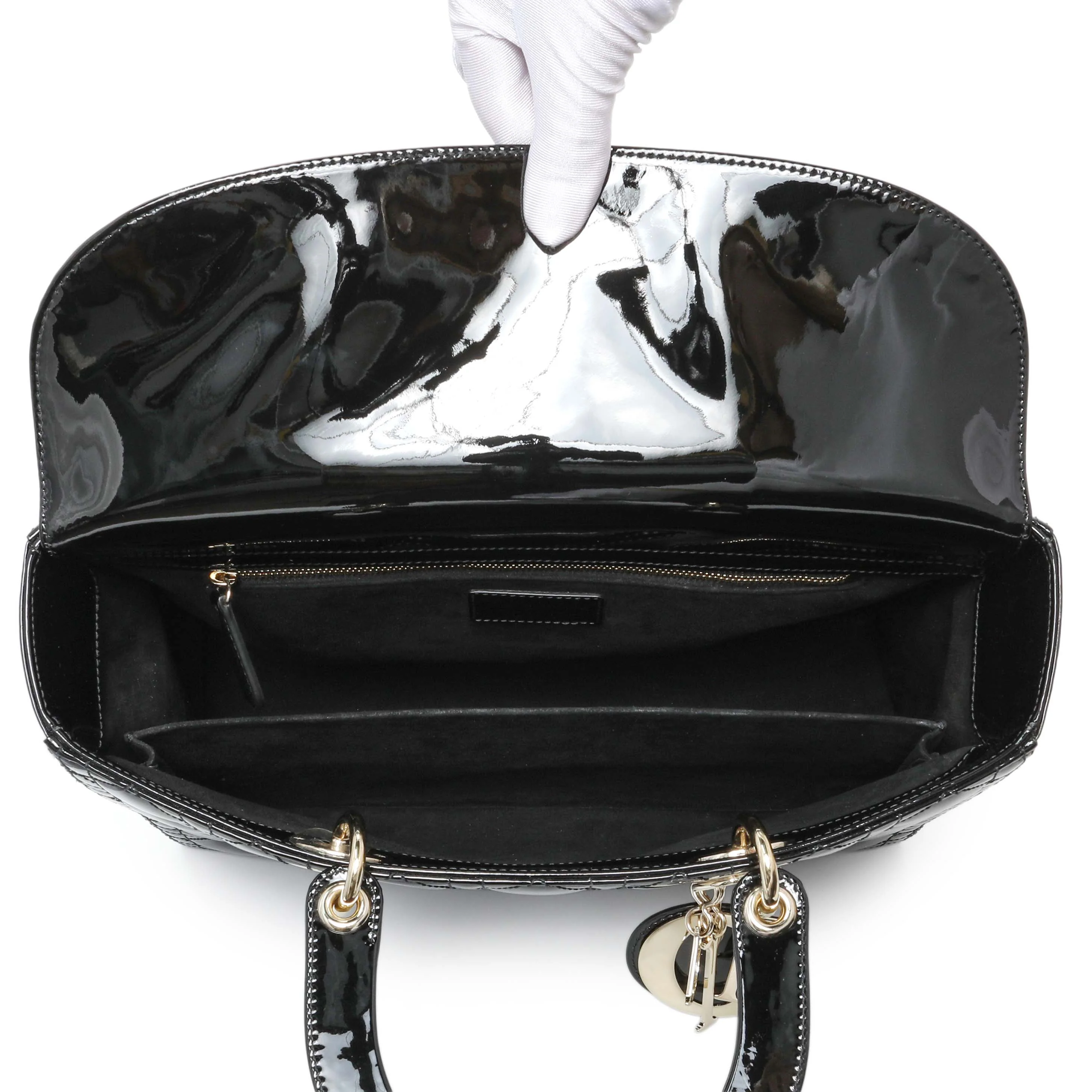 Christian Dior Black Patent Cannage Large Lady Dior - Image 8