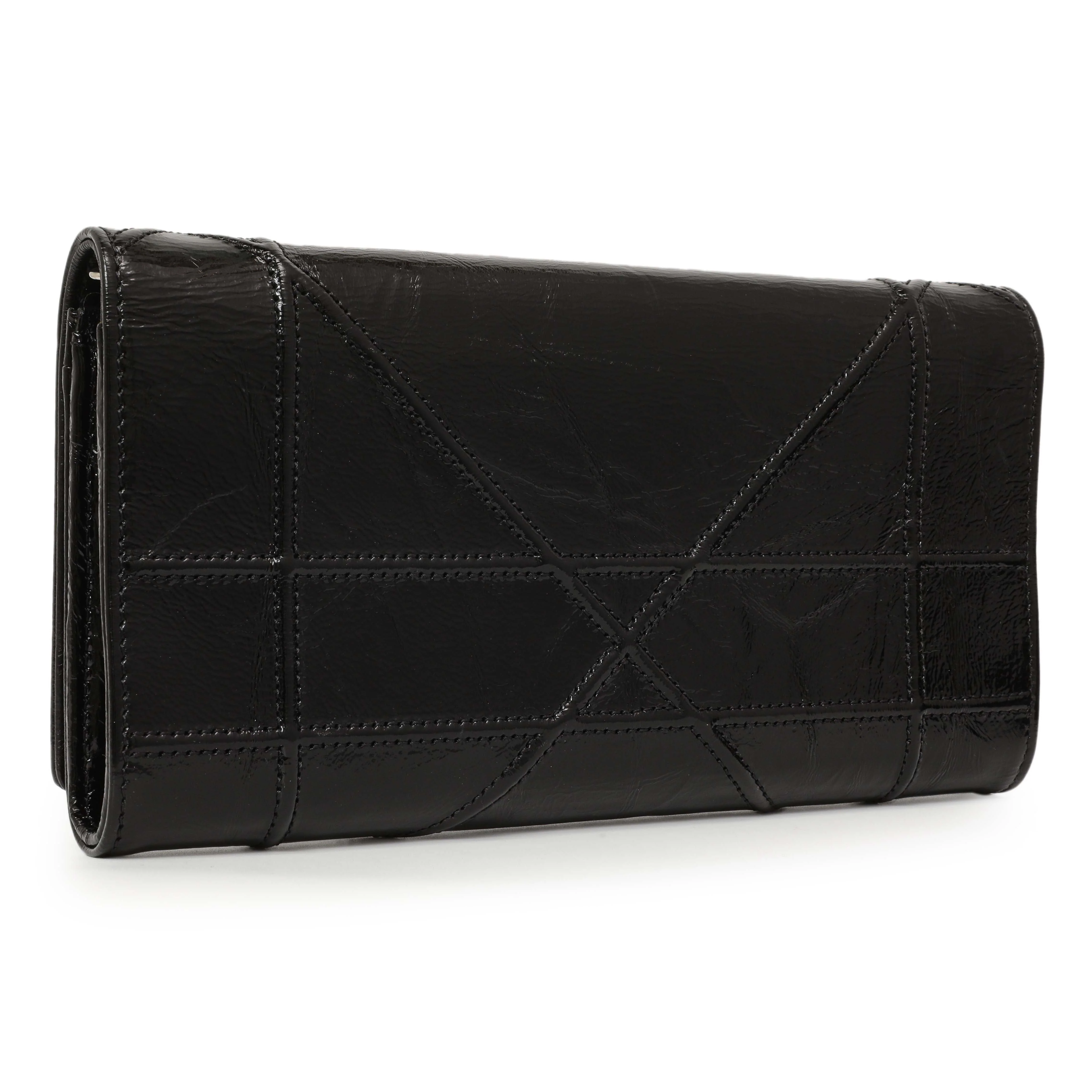 Christian Dior Black Patent Diorama Croisiere Chain Wallet - Image 2