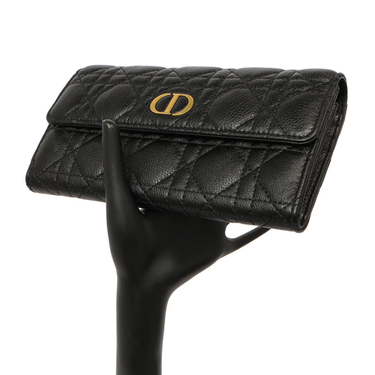 Christian Dior Black Supple Calfskin Cannage Caro Wallet - Image 7
