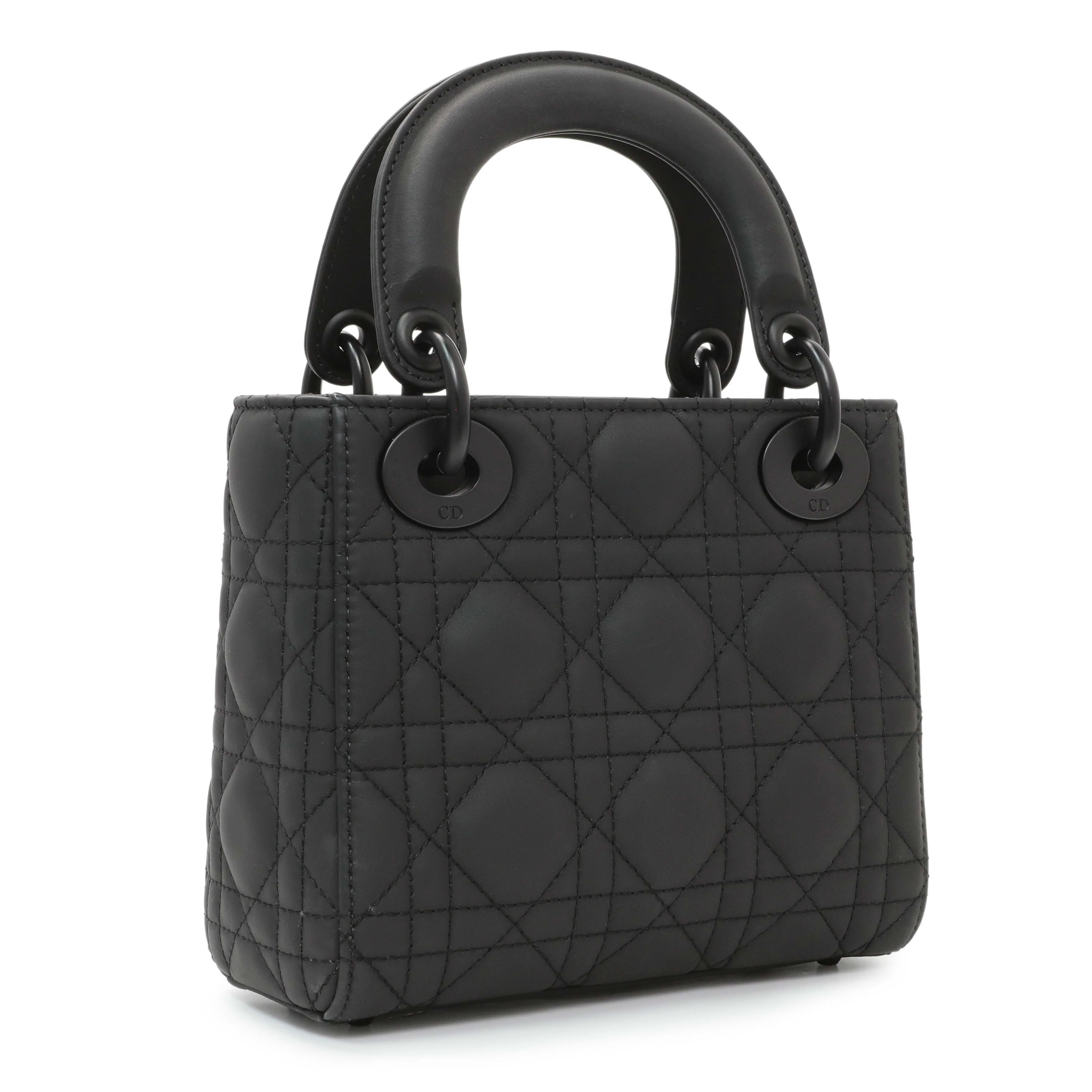 Christian Dior Black Ultra Matte Calfskin Cannage Mini Lady Dior - Image 2