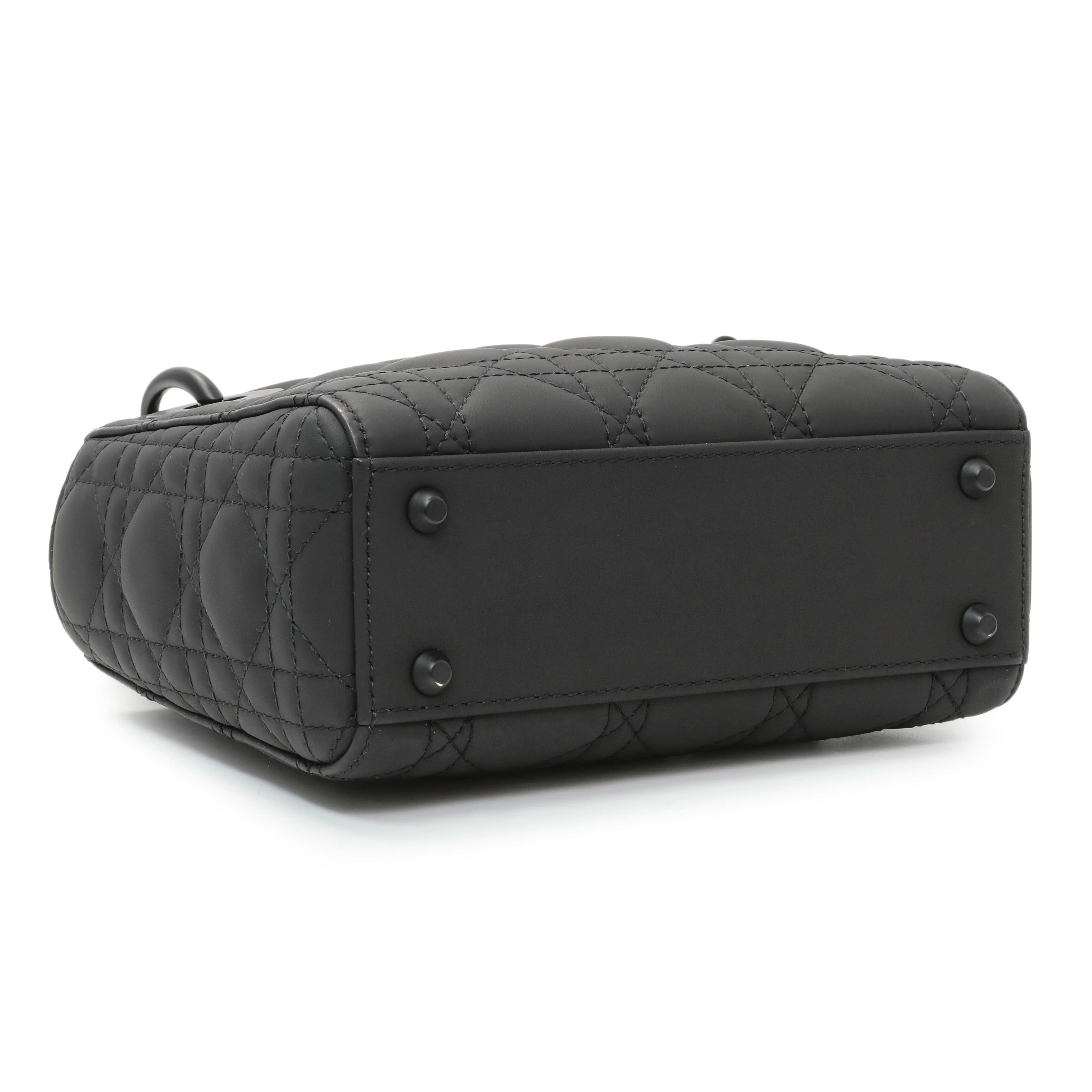 Christian Dior Black Ultra Matte Calfskin Cannage Mini Lady Dior - Image 3