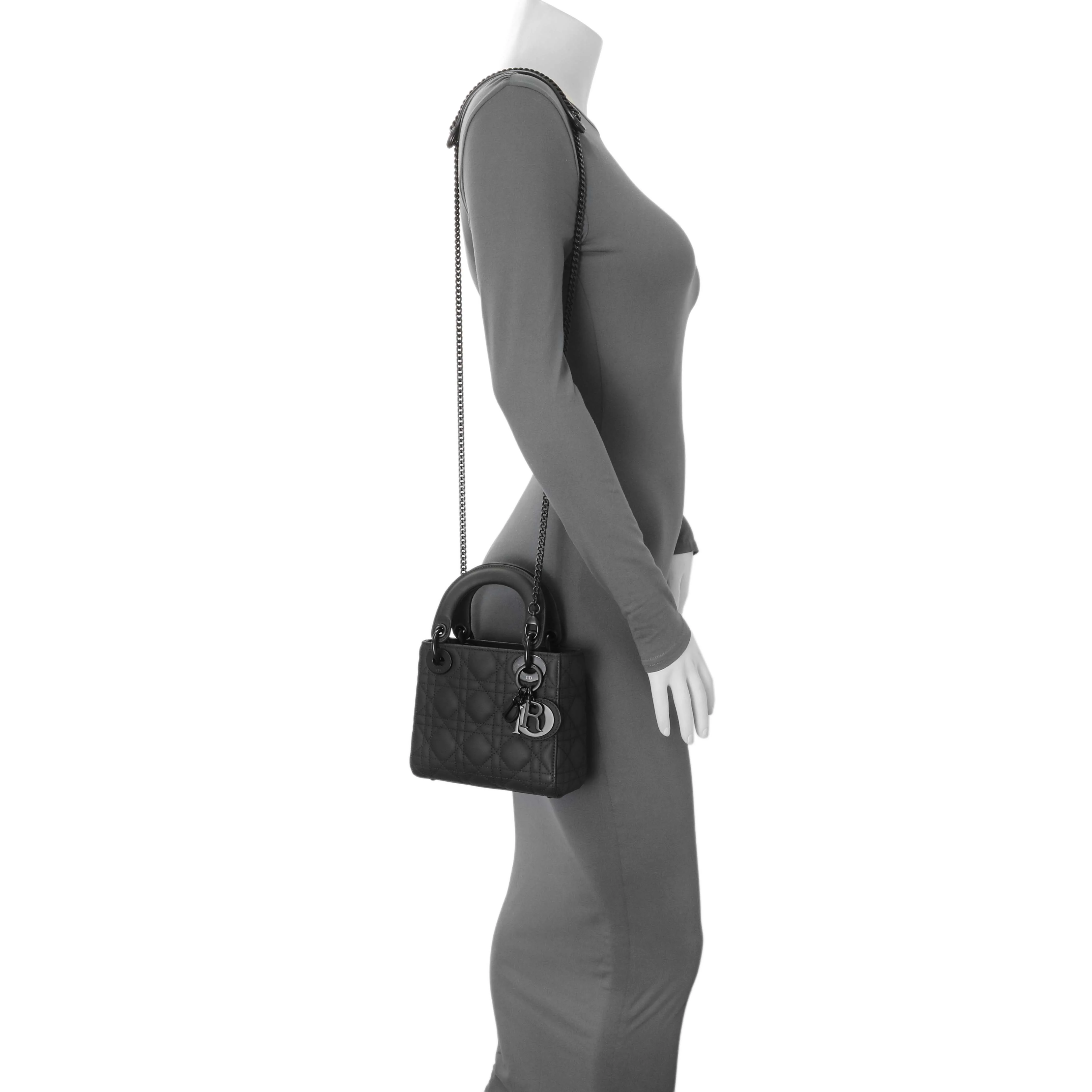 Christian Dior Black Ultra Matte Calfskin Cannage Mini Lady Dior - Image 7