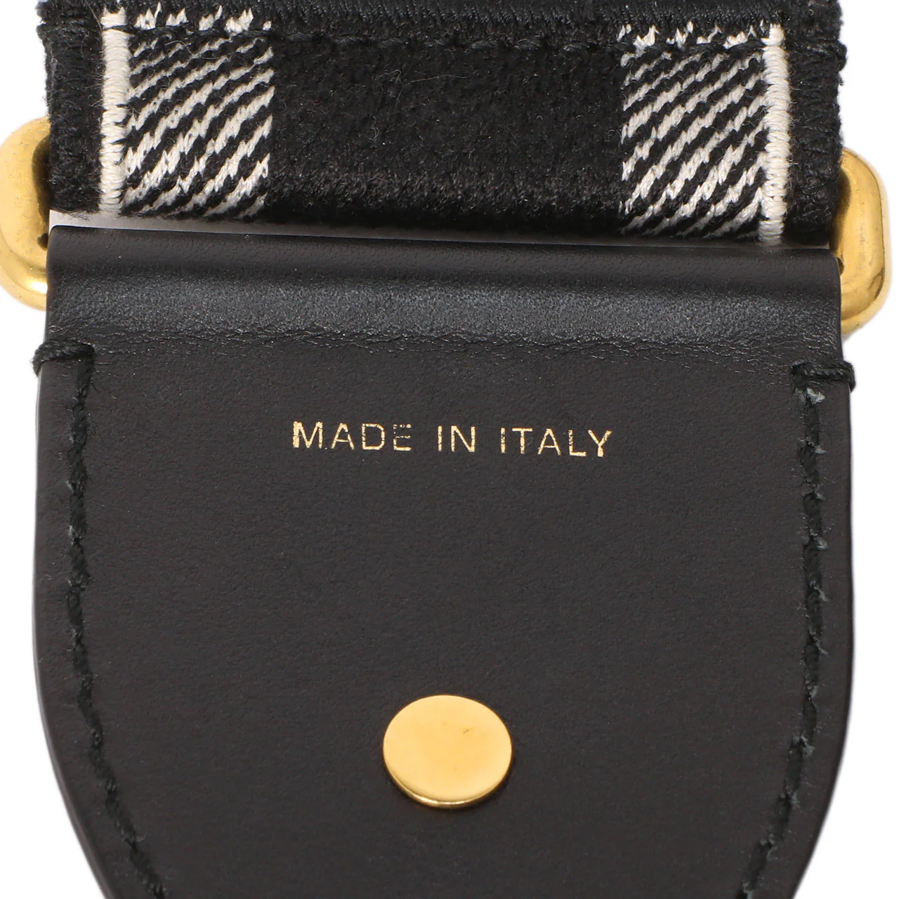 Christian Dior Black-White Embroidered Canvas Studded Shoulder Strap - Image 3
