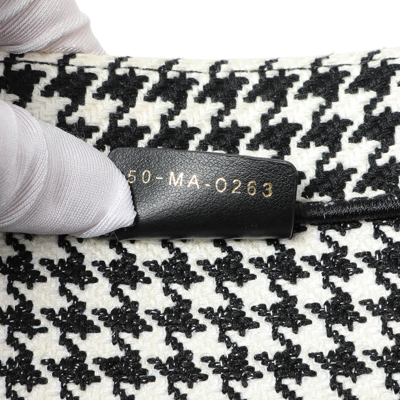 Christian Dior Black White Houndstooth Canvas Medium Book Tote - Image 10