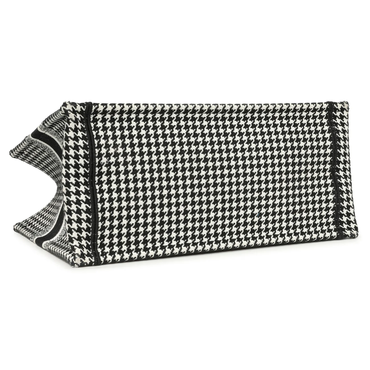 Christian Dior Black White Houndstooth Canvas Medium Book Tote - Image 3