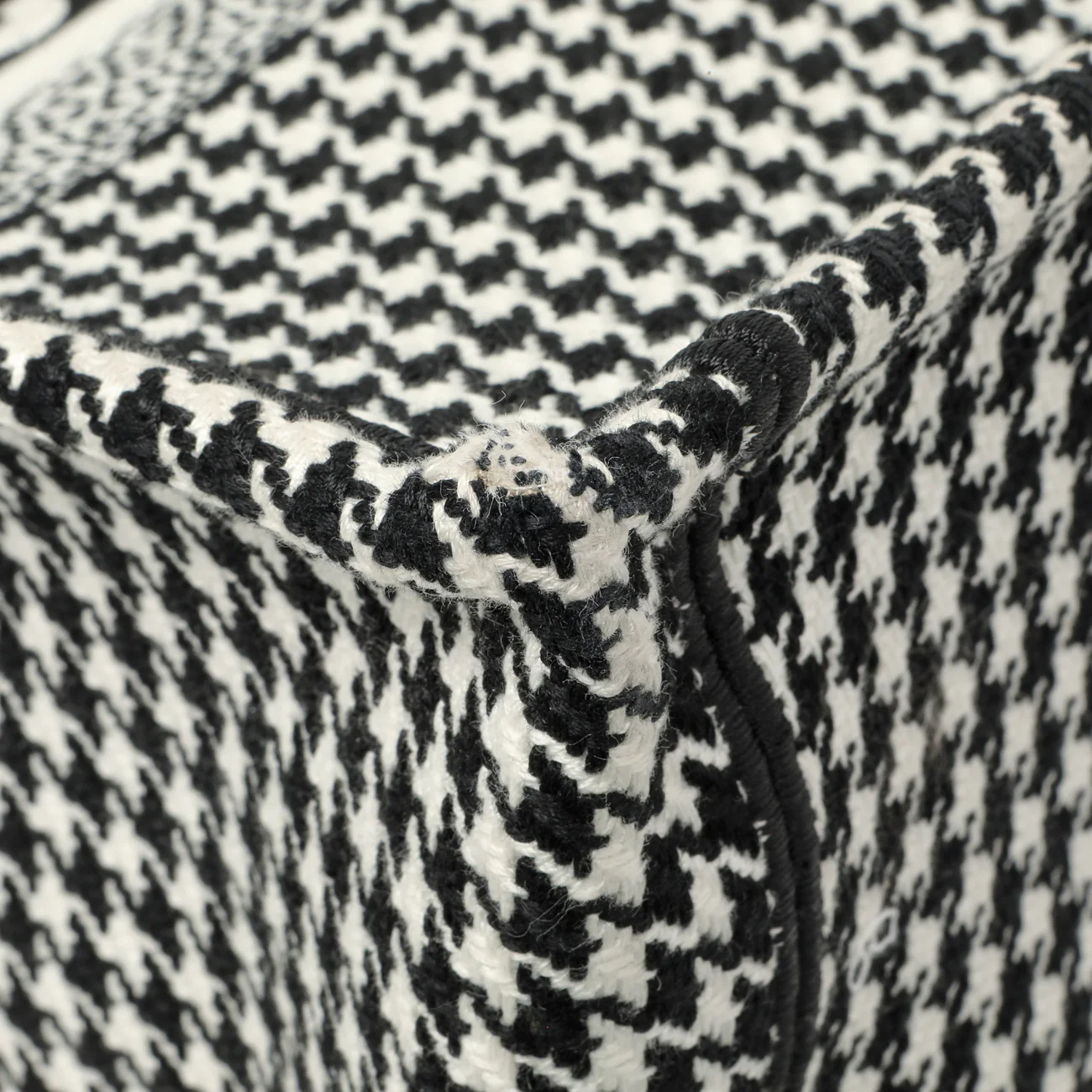 Christian Dior Black White Houndstooth Canvas Medium Book Tote - Image 4